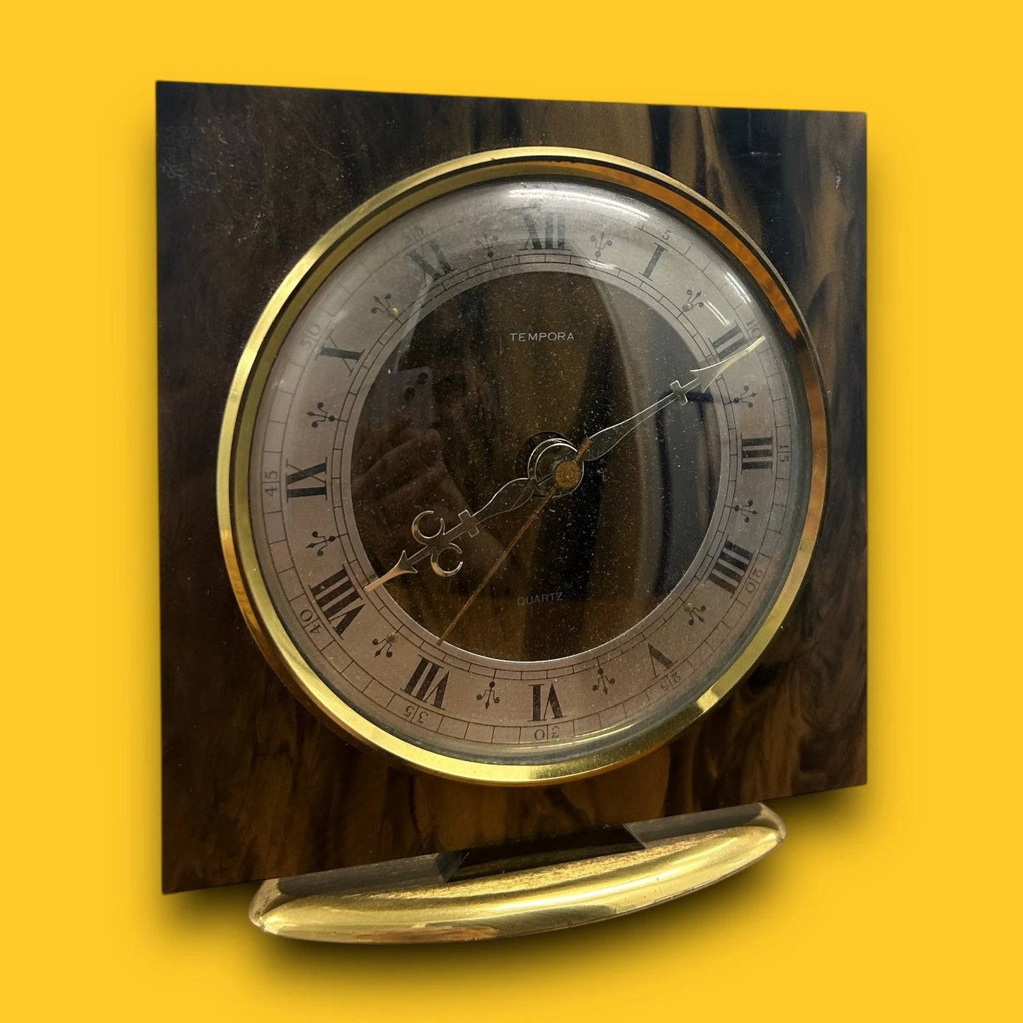 Mid Century Tortoiseshell Tempora Table Clock