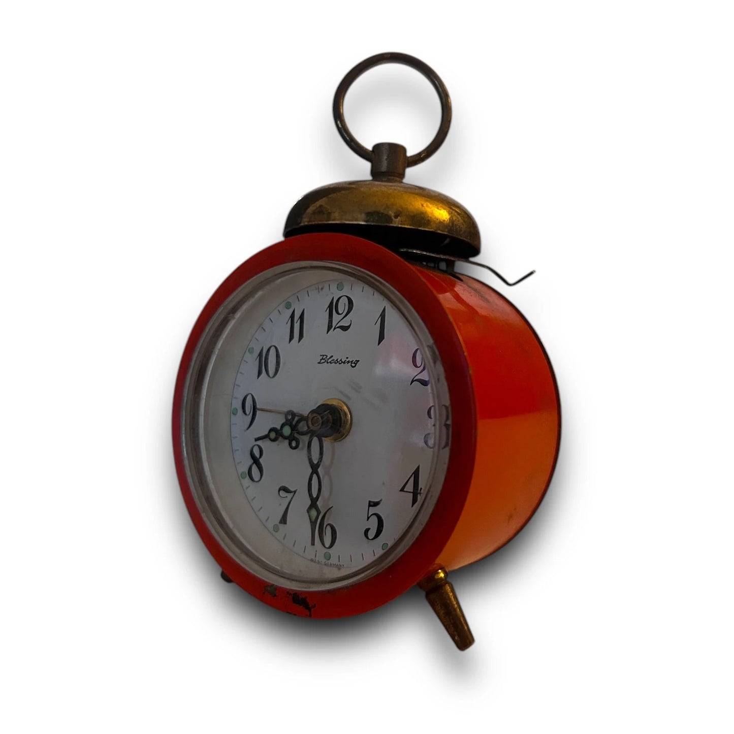 Vintage 1970s Blessing Orange Mini Alarm Clock