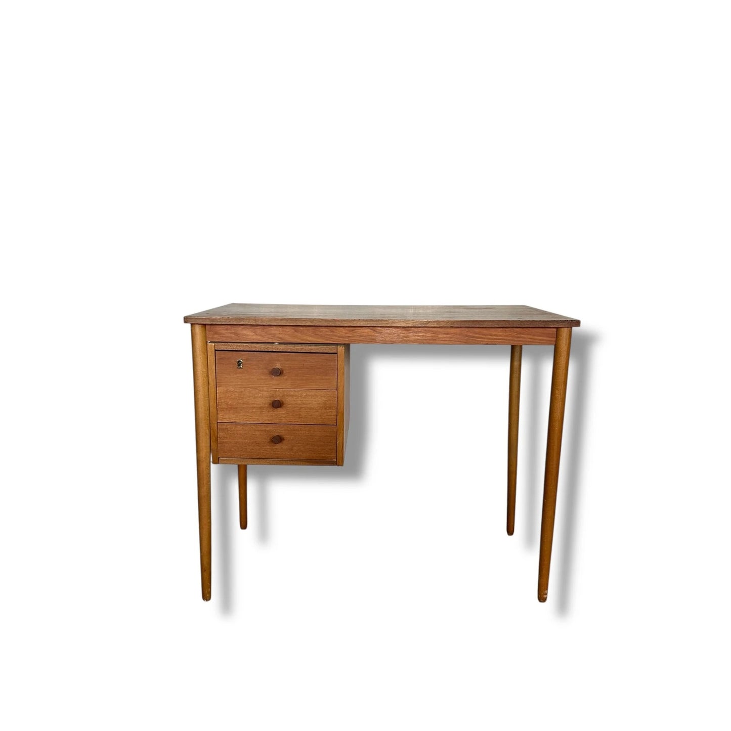 Mid Century Modern Danish Domino Desk – Vintage Floating Drawer Writing Table