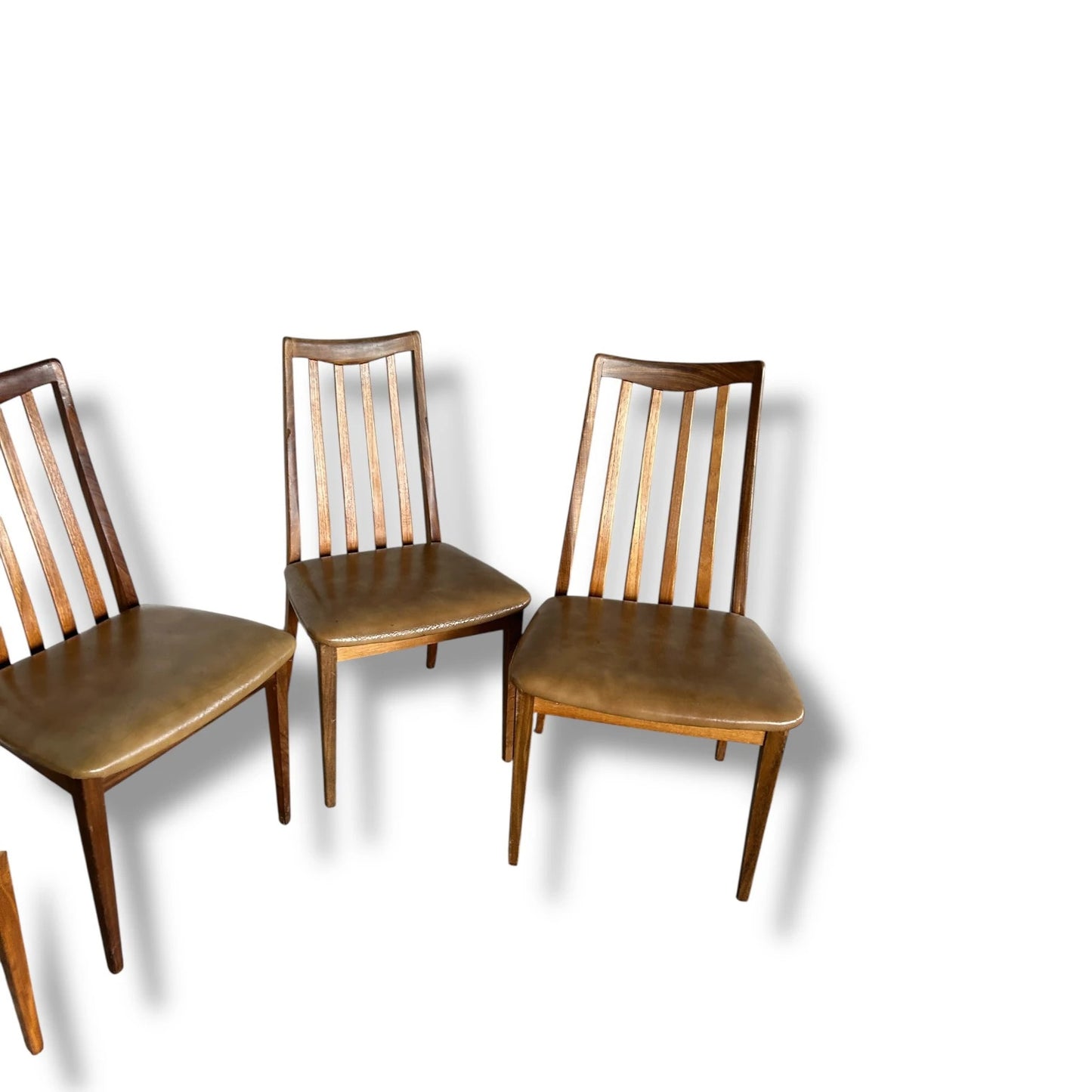 Vintage Mid-Century Modern G Plan Teak Dining Chairs – Set of 6, Yellow Vinyl Upholstery