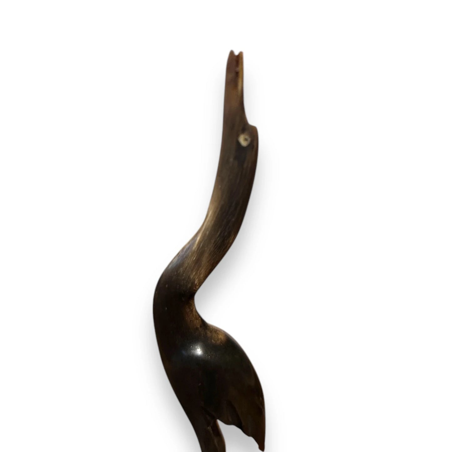 Mid Century Hand Carved Buffalo Bone Crane Statue