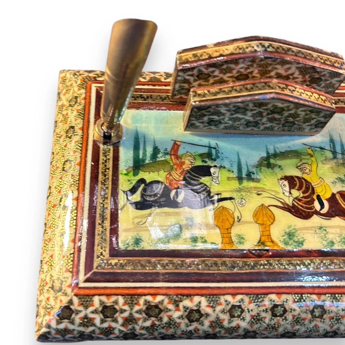 Vintage 1950s Persian Khatam Letter Holder