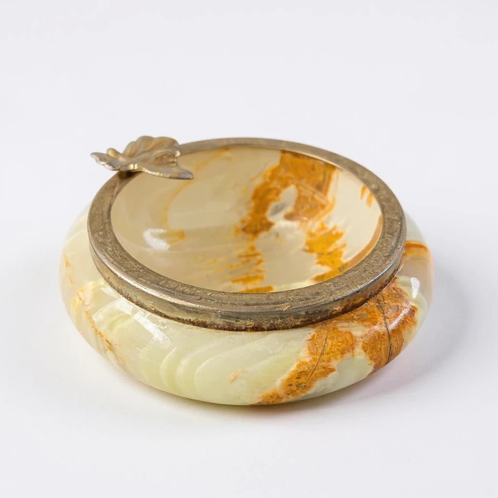 Mid Century Modern Onyx Marble Trinket Dish Ashtray