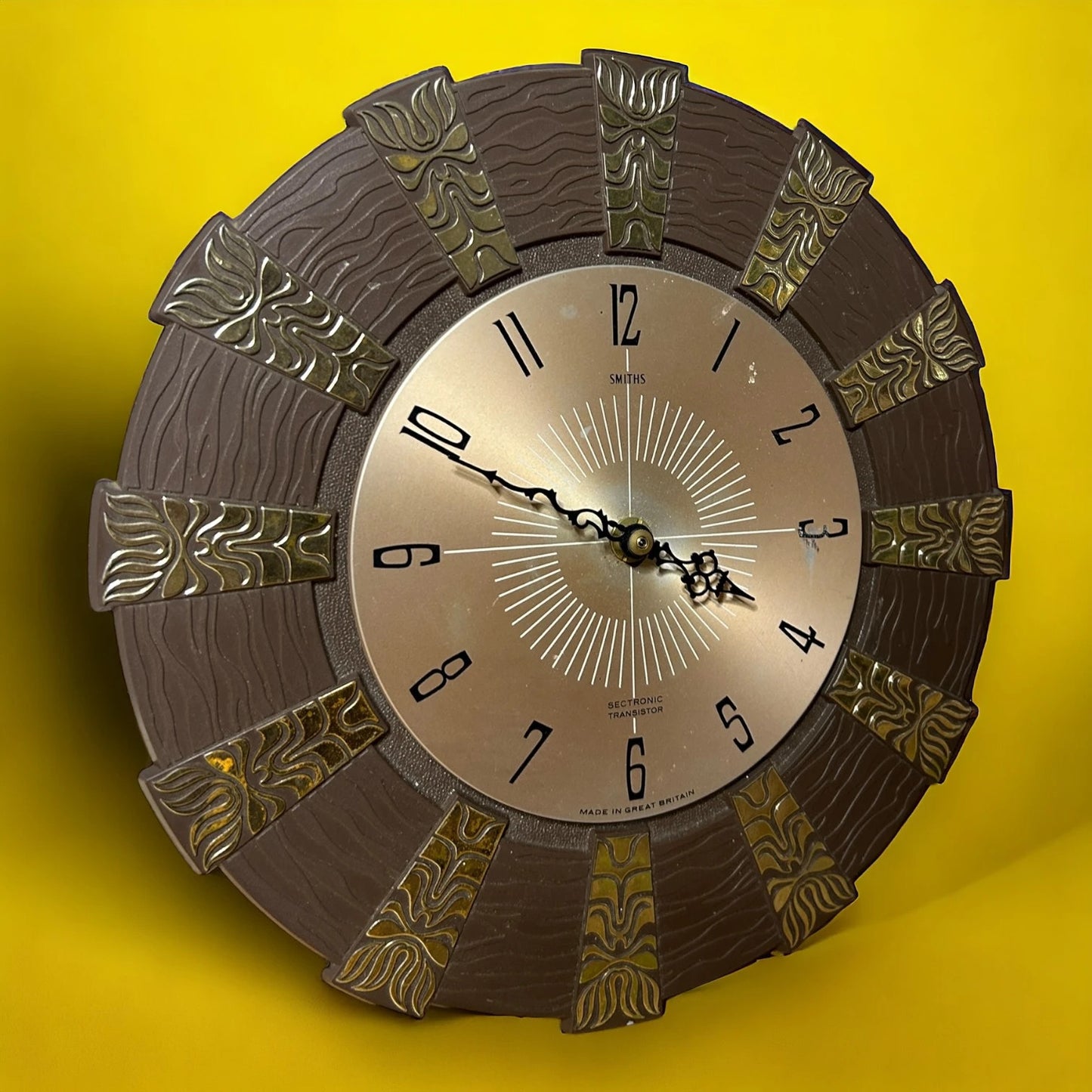 Mid Century Sunburst Smiths Wall Clock