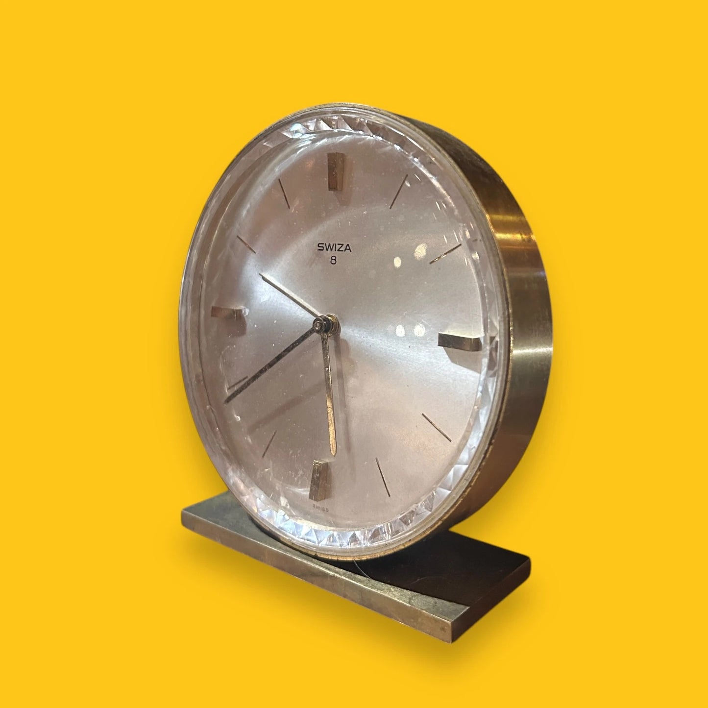 Mid century Swiss round alarm clock