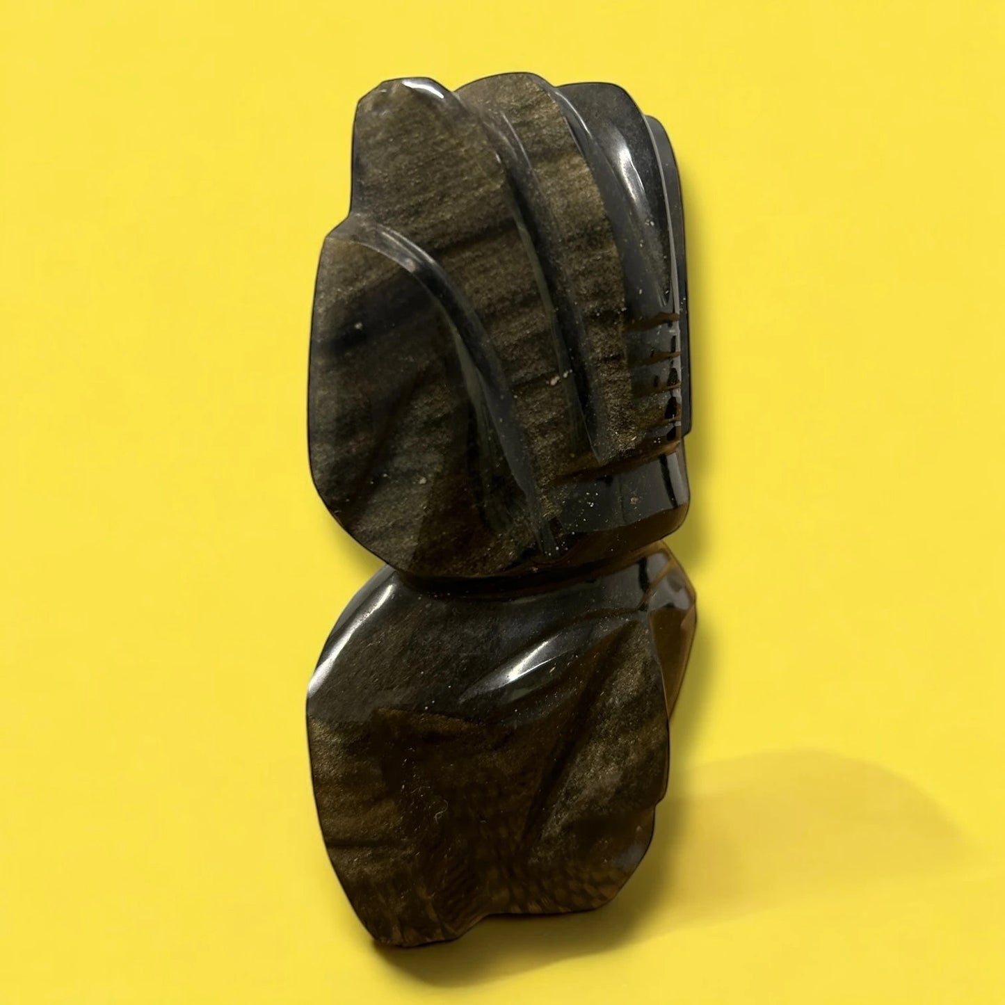 Vintage 1960s Aztec Carved Obsidian Statue