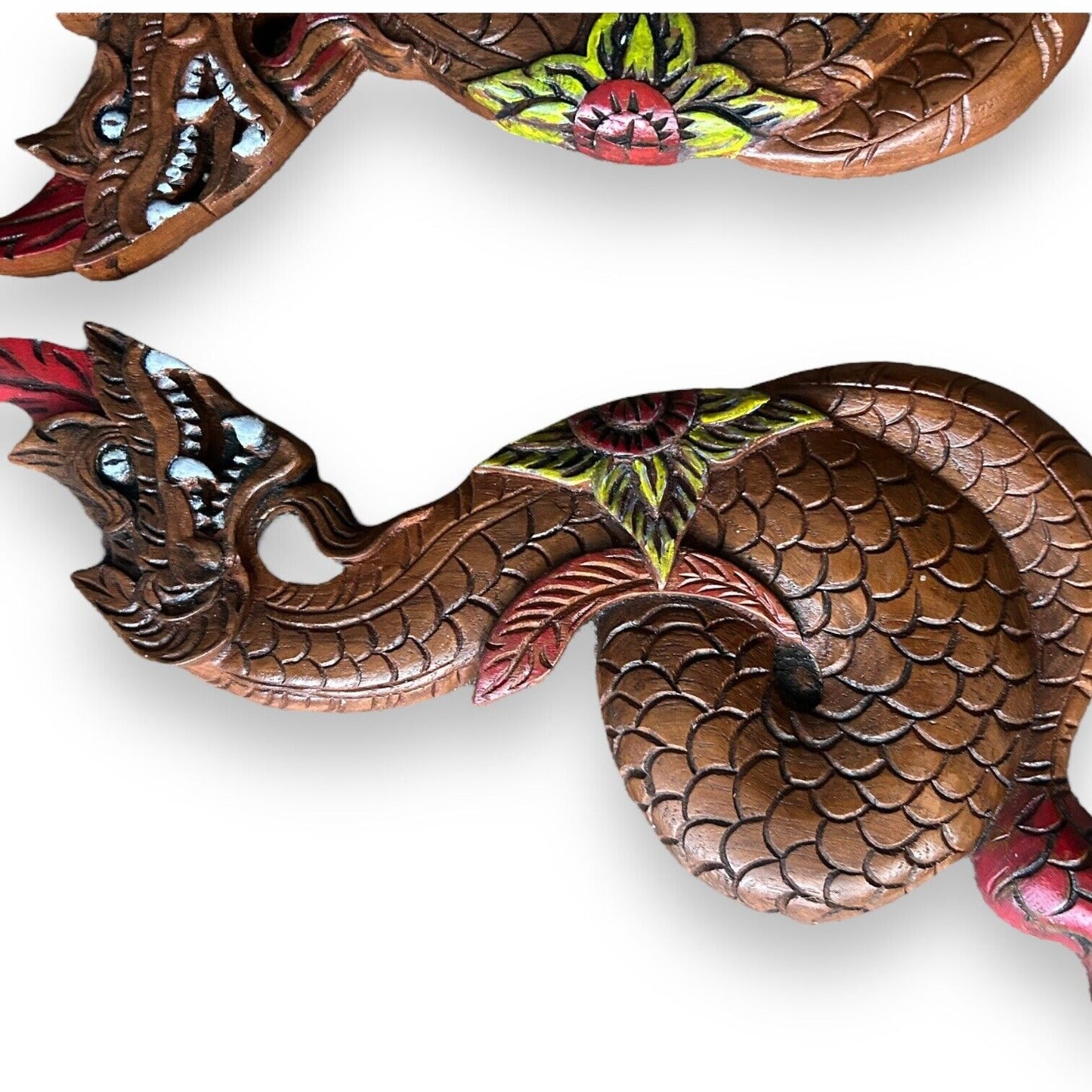 Vintage 1960s Chinese Wood Pair of Dragons
