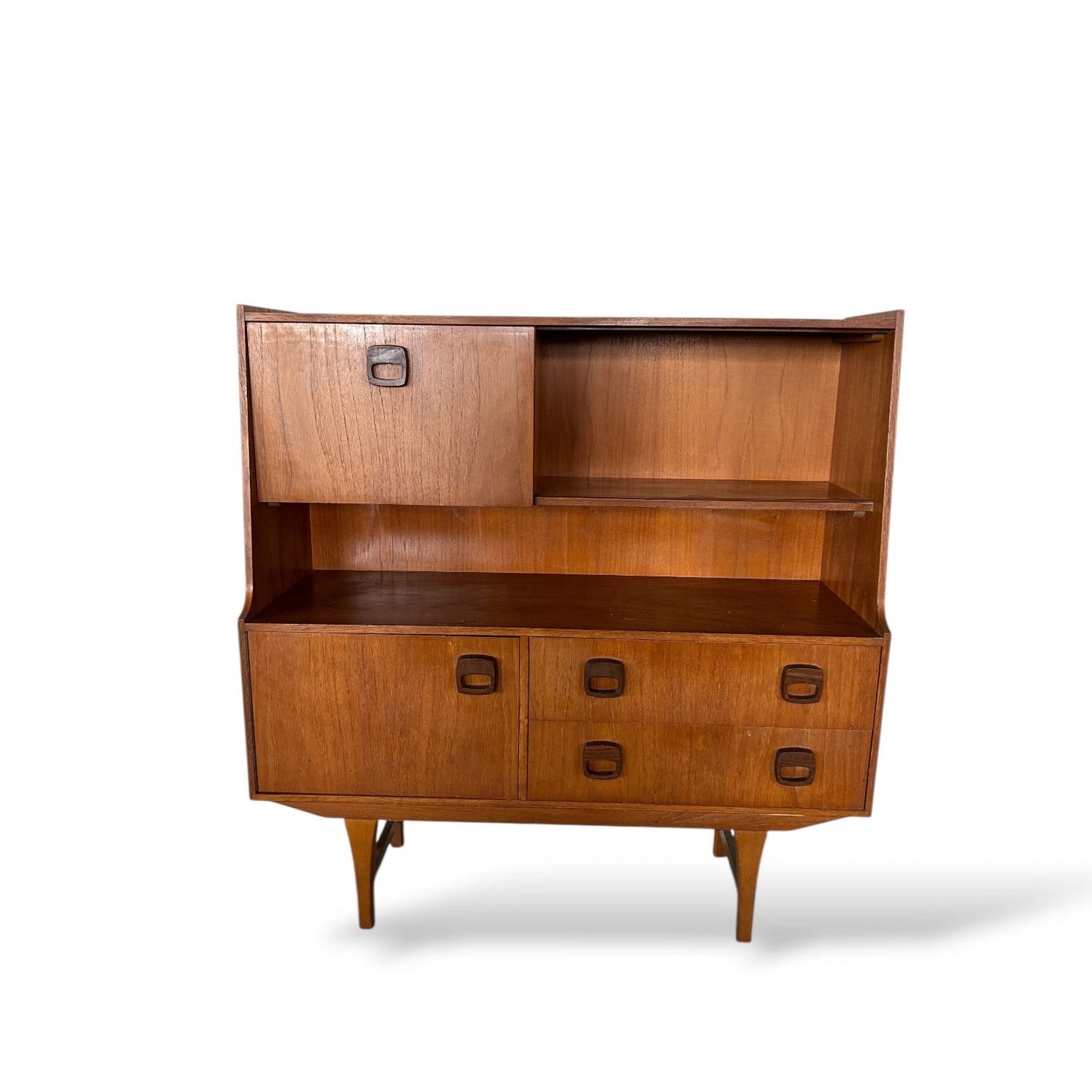Mid Century Danish Highboard Cocktail Cabinet – Teak Sideboard Drinks Cabinet with Storage