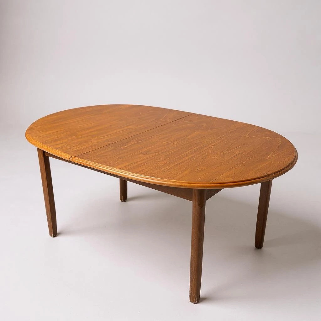 1990s Meredew Extending Dining Table – Vintage Modern Teak Table with Hidden Leaf