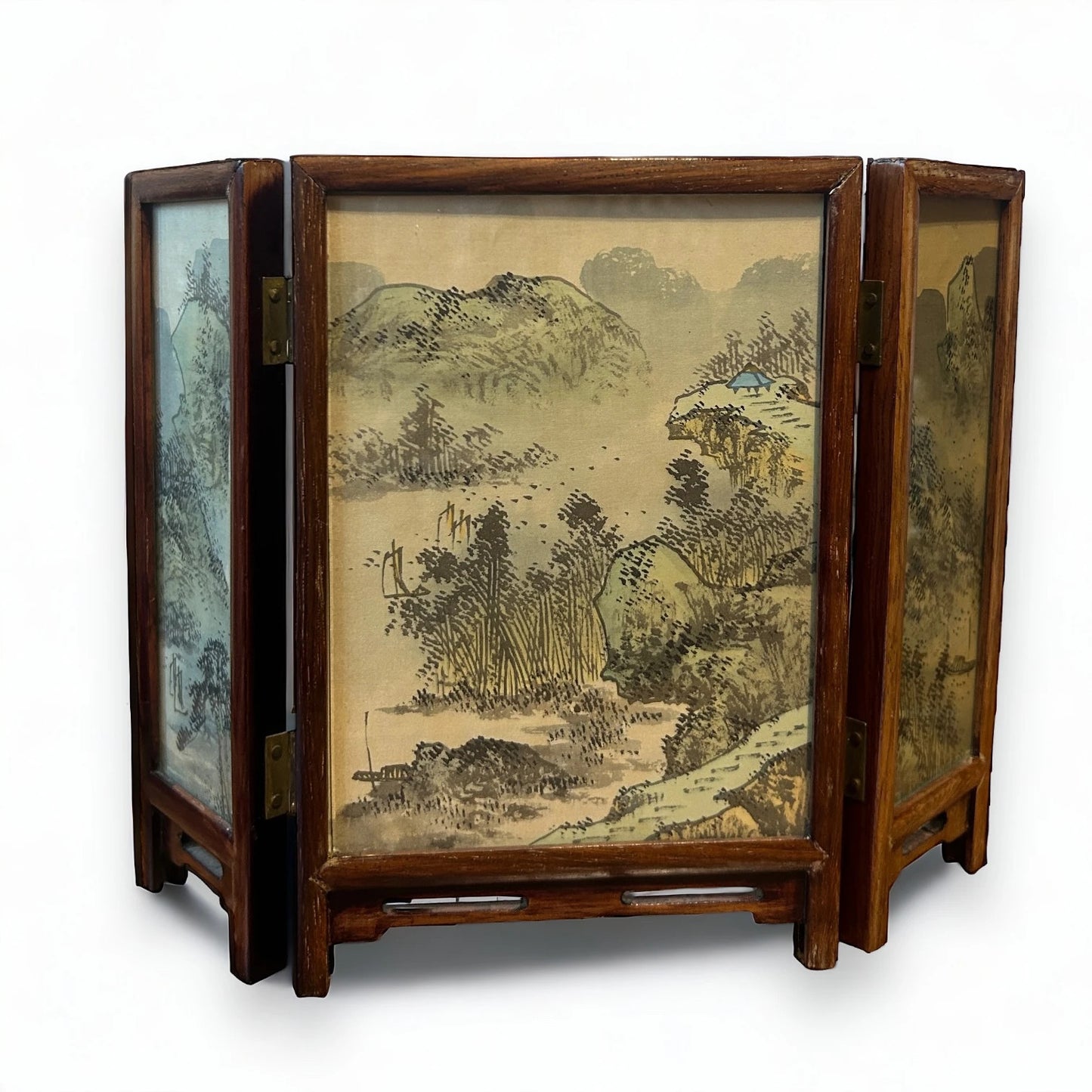 Vintage 1960s Oriental Art Mini Desk Divider