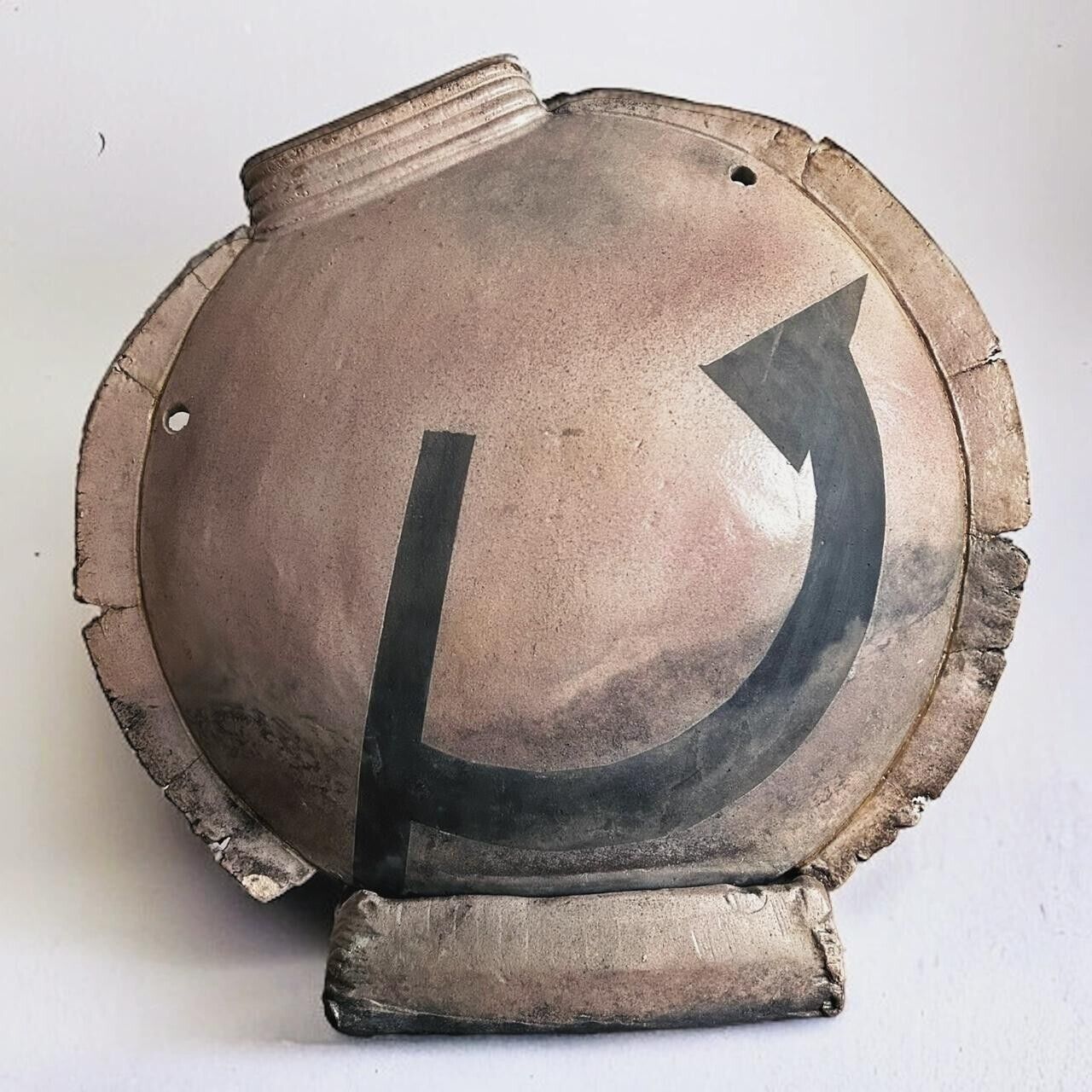 Antique Unusual Clay Vase with Base