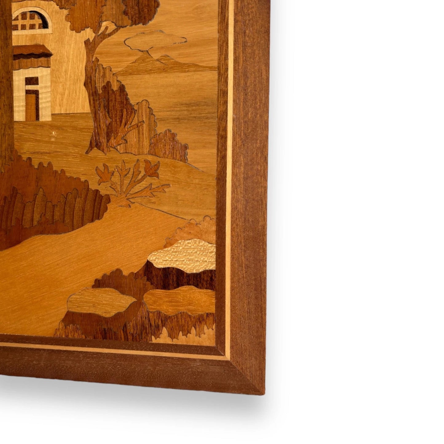 Mid century wood marquetry picture frame