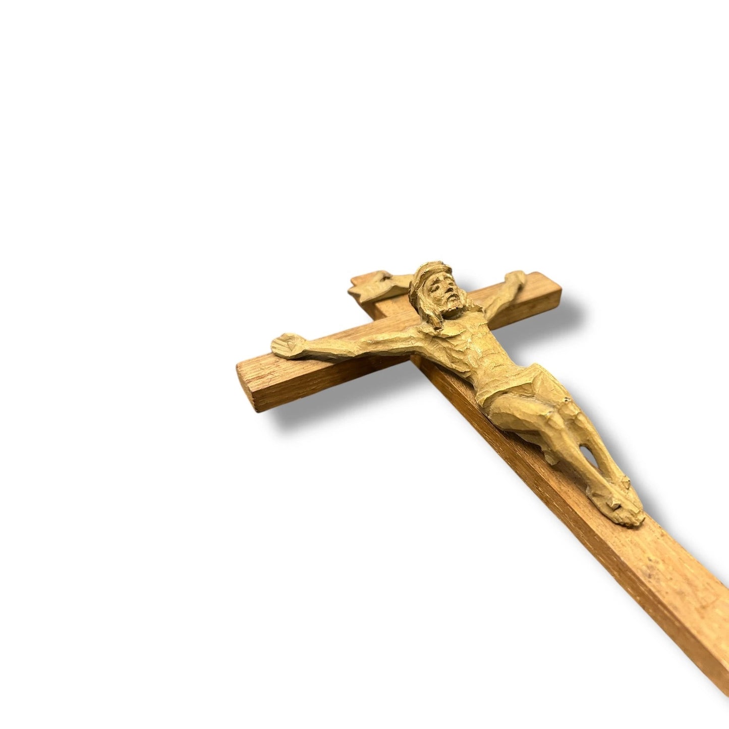 Mid Century Inri Teak Wood Jesus Crucifix