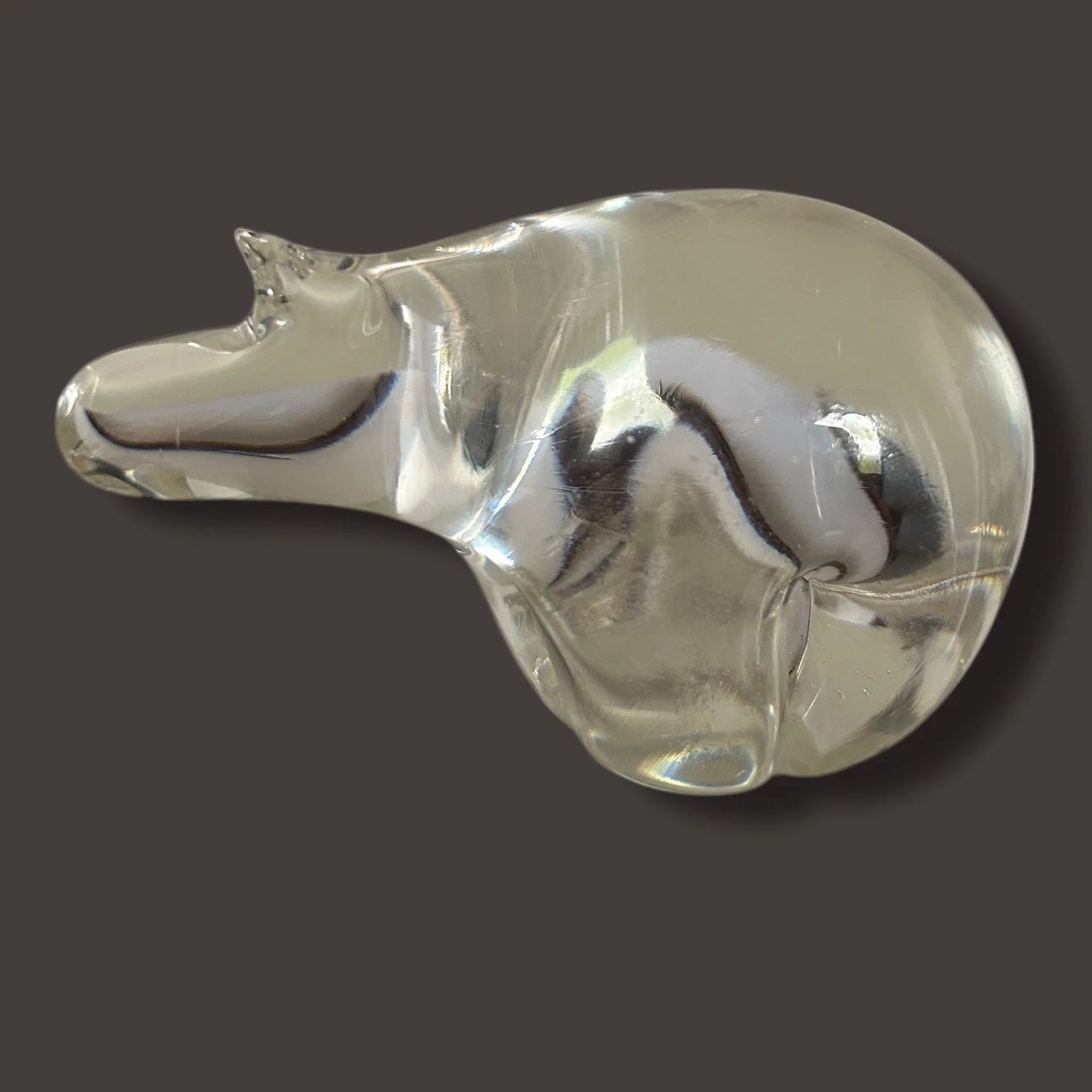 Mid Century glass polar bear paperweight