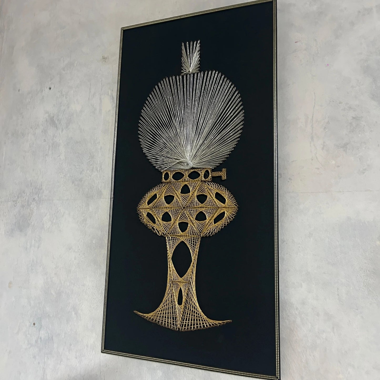 Mid century string art oil lamp