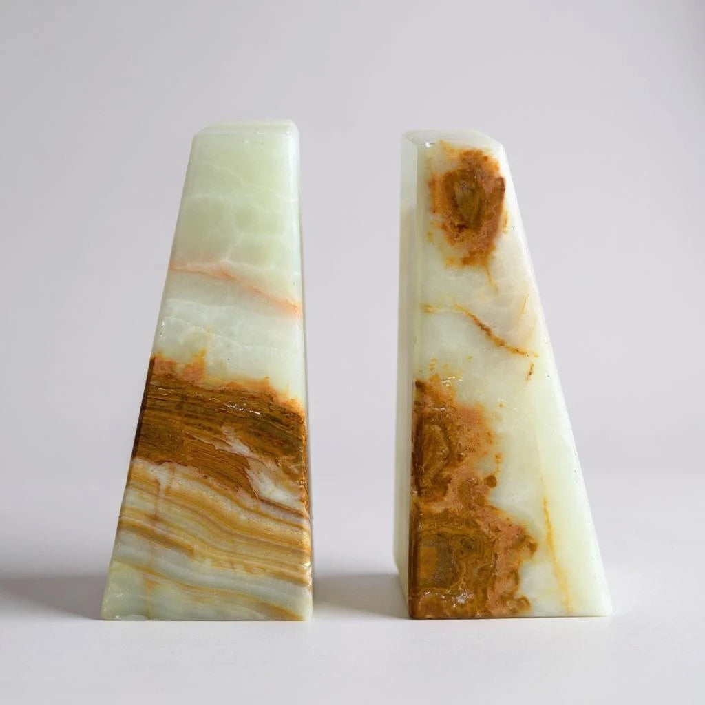 Mid Century Modern Onyx Marble Bookends