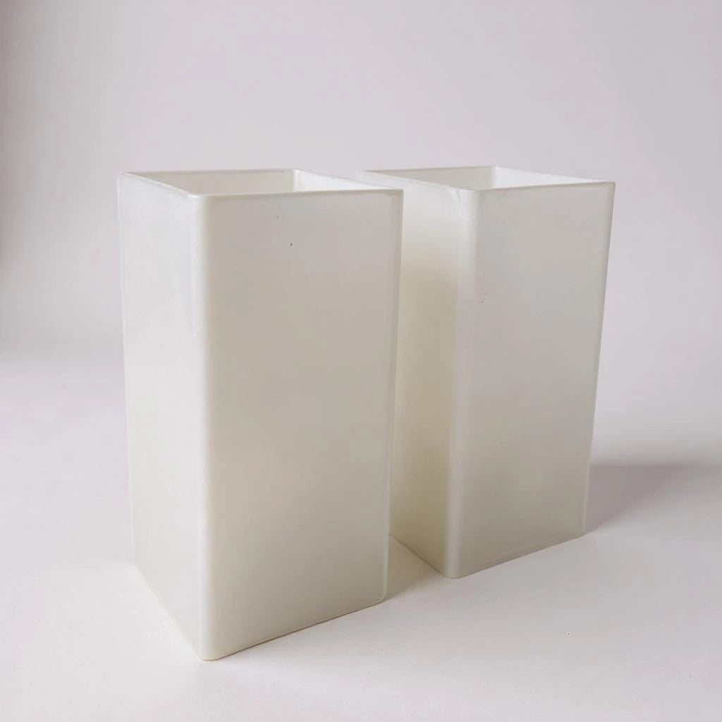 Vintage Pair of Ice Cube Ikea Grono Frosted Glass Table Lamps