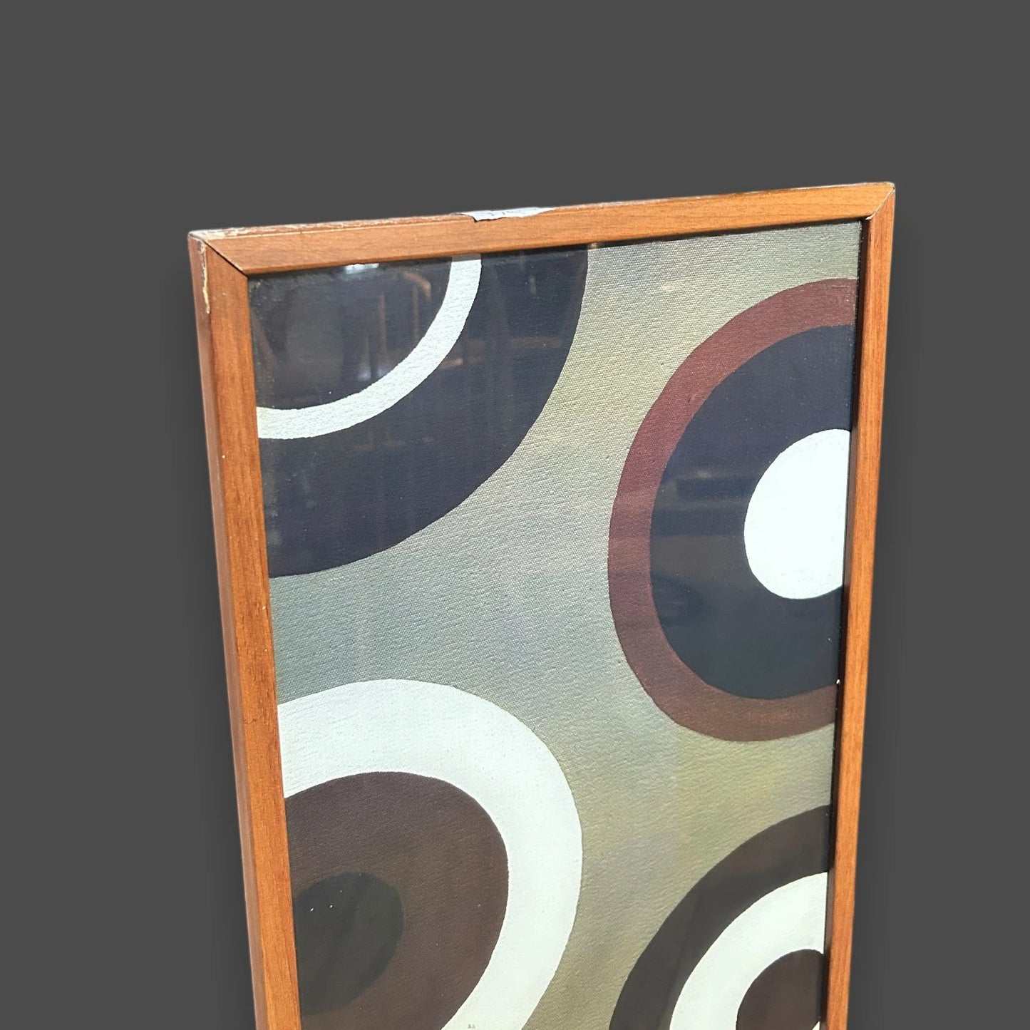 Mid Century groovy textile print art frame