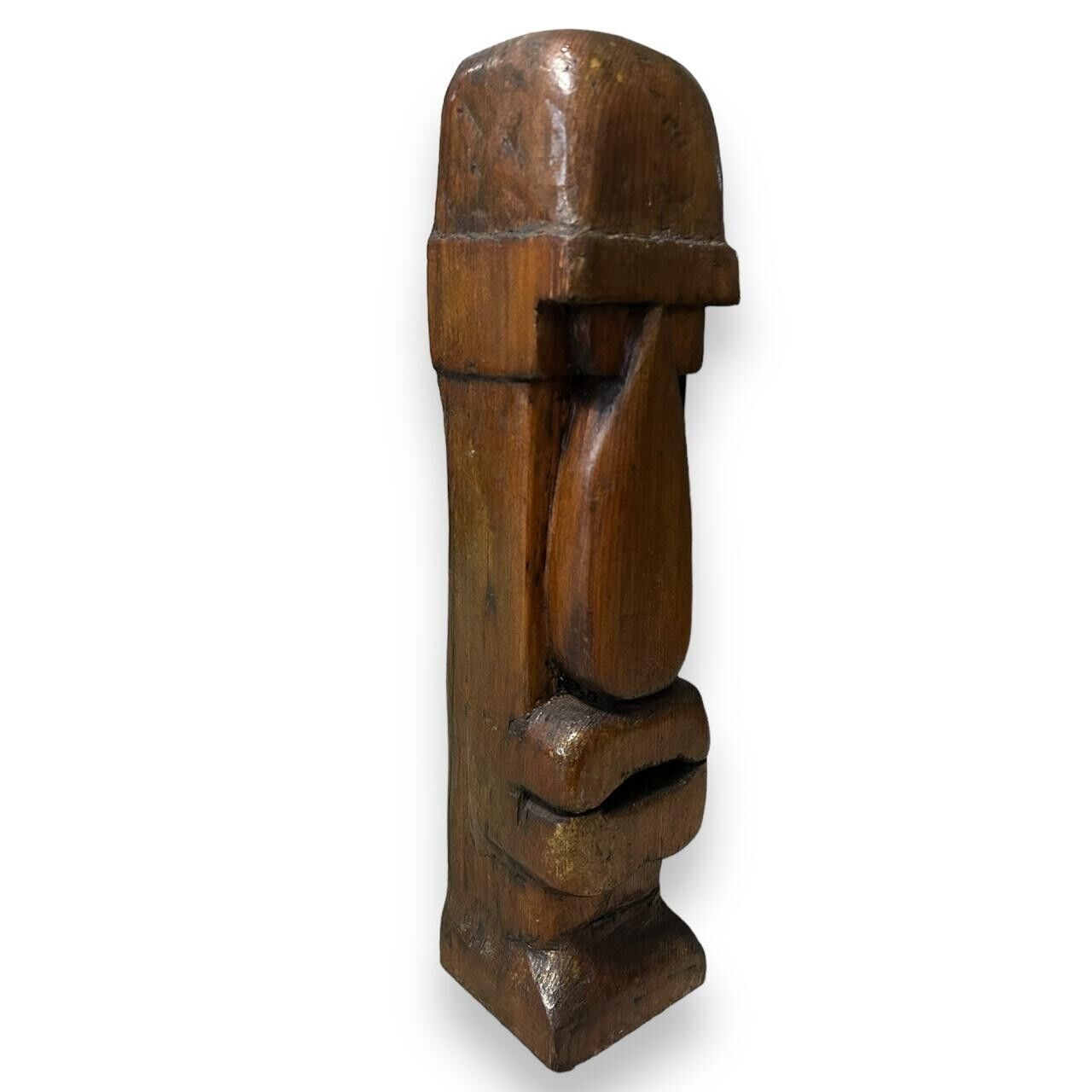 Vintage 1970s Easter Island Head Wood Statue