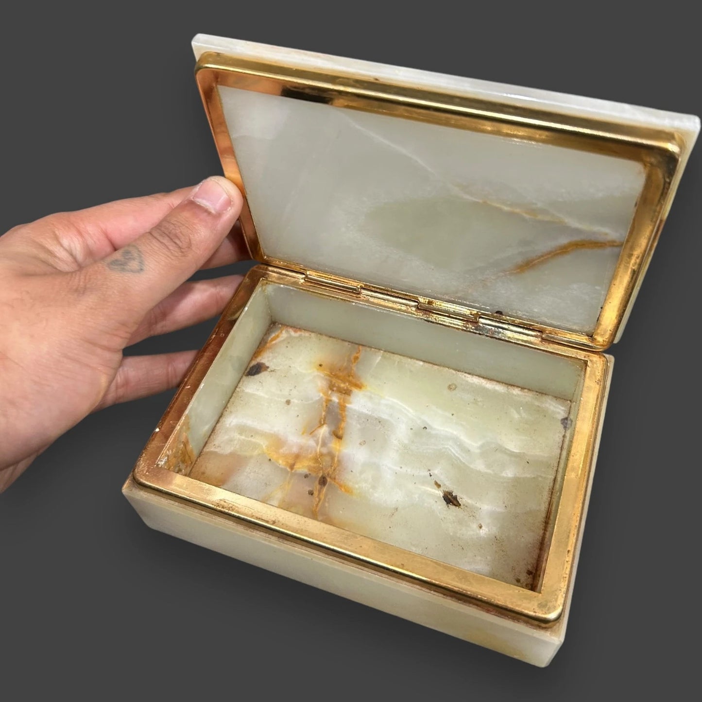 Vintage 1960s Onyx Marble Jewellery Box