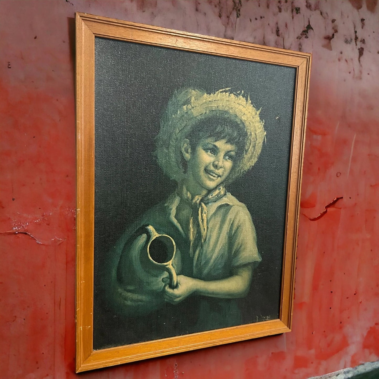 Vintage 1970s Country Boy Tovine Framed Art