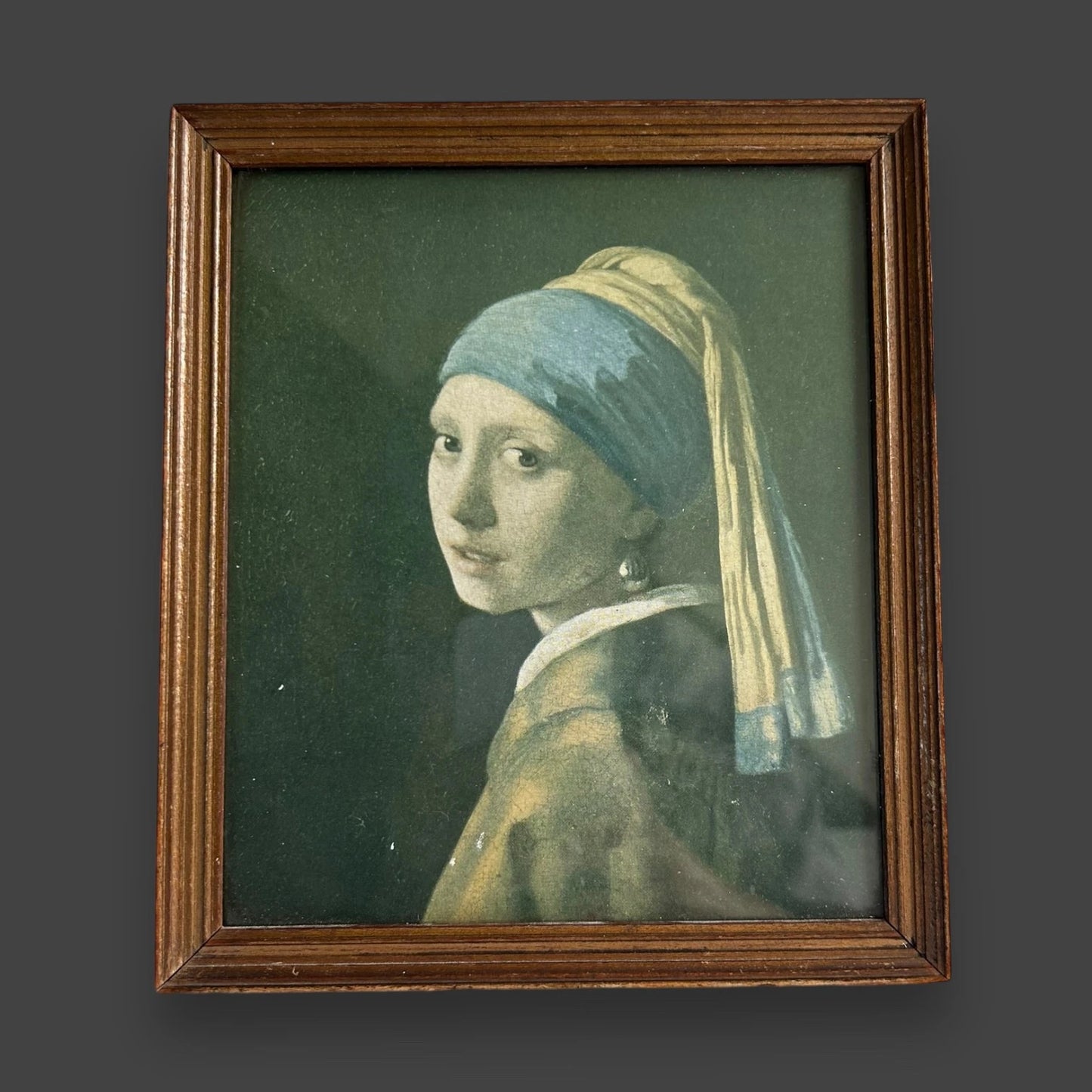 Mid-Century Girl With a Pearl Earring Framed Print