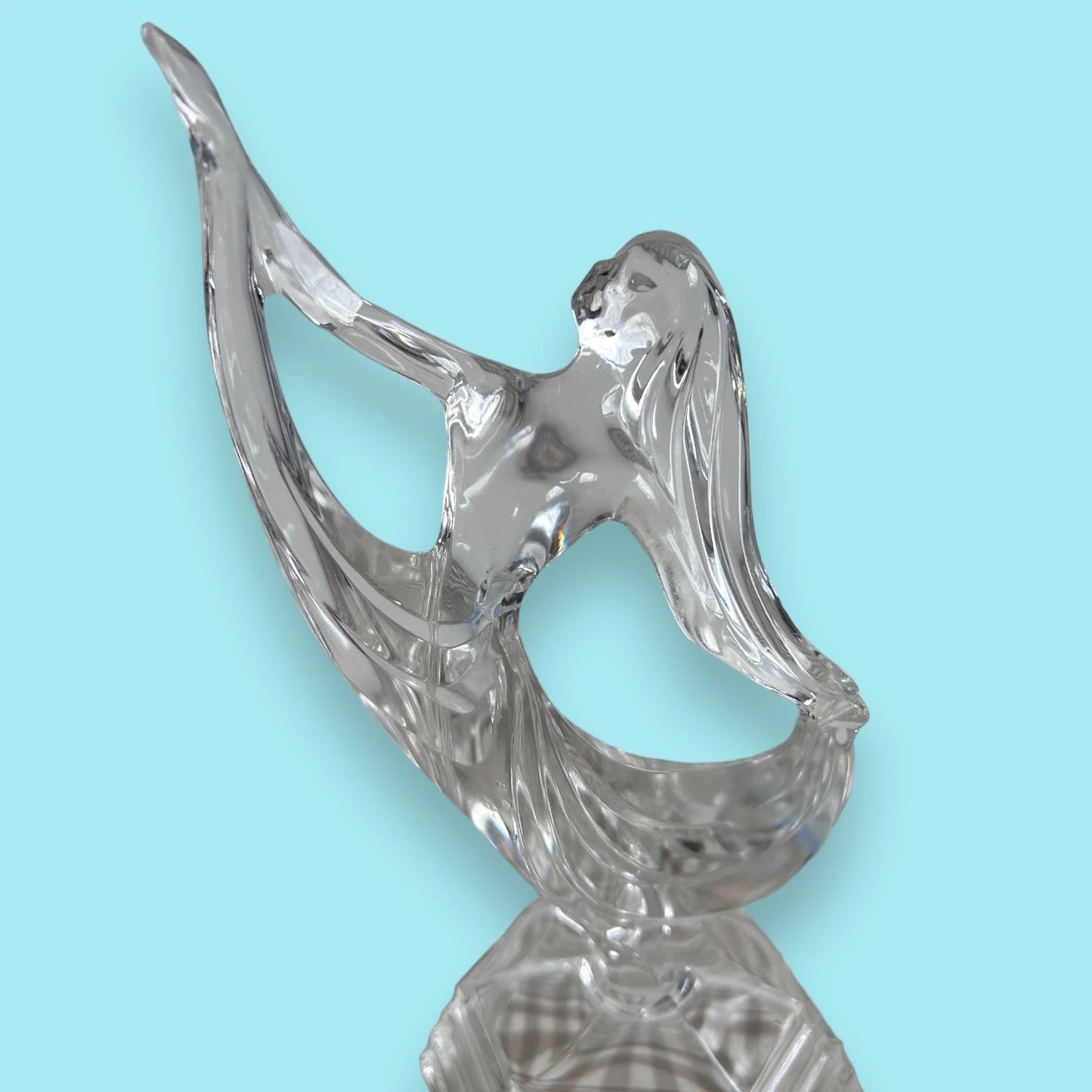 Vintage art deco crystal glass lady statue