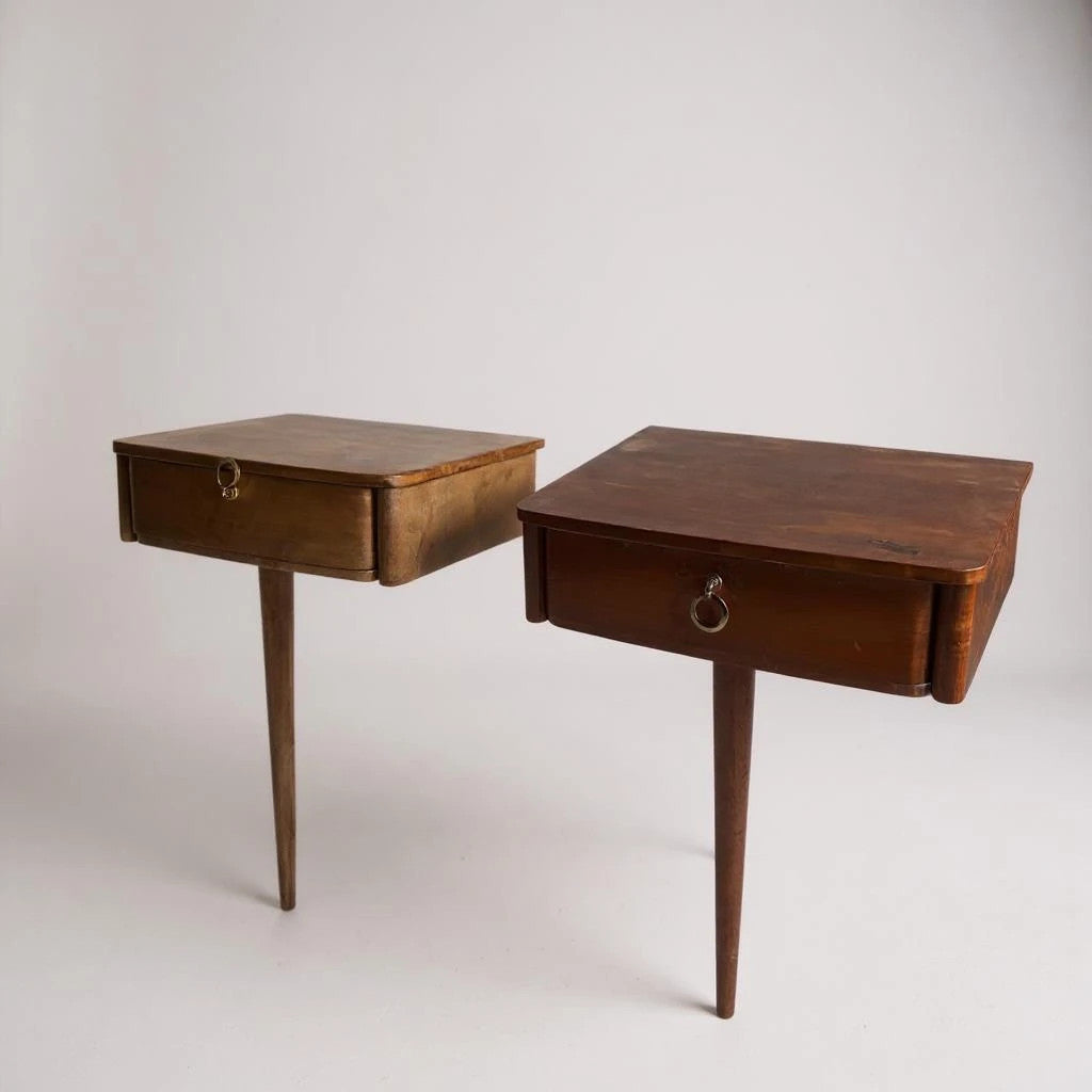Mid Century Modern Schreiber Floating Shelves Bedside Cabinets