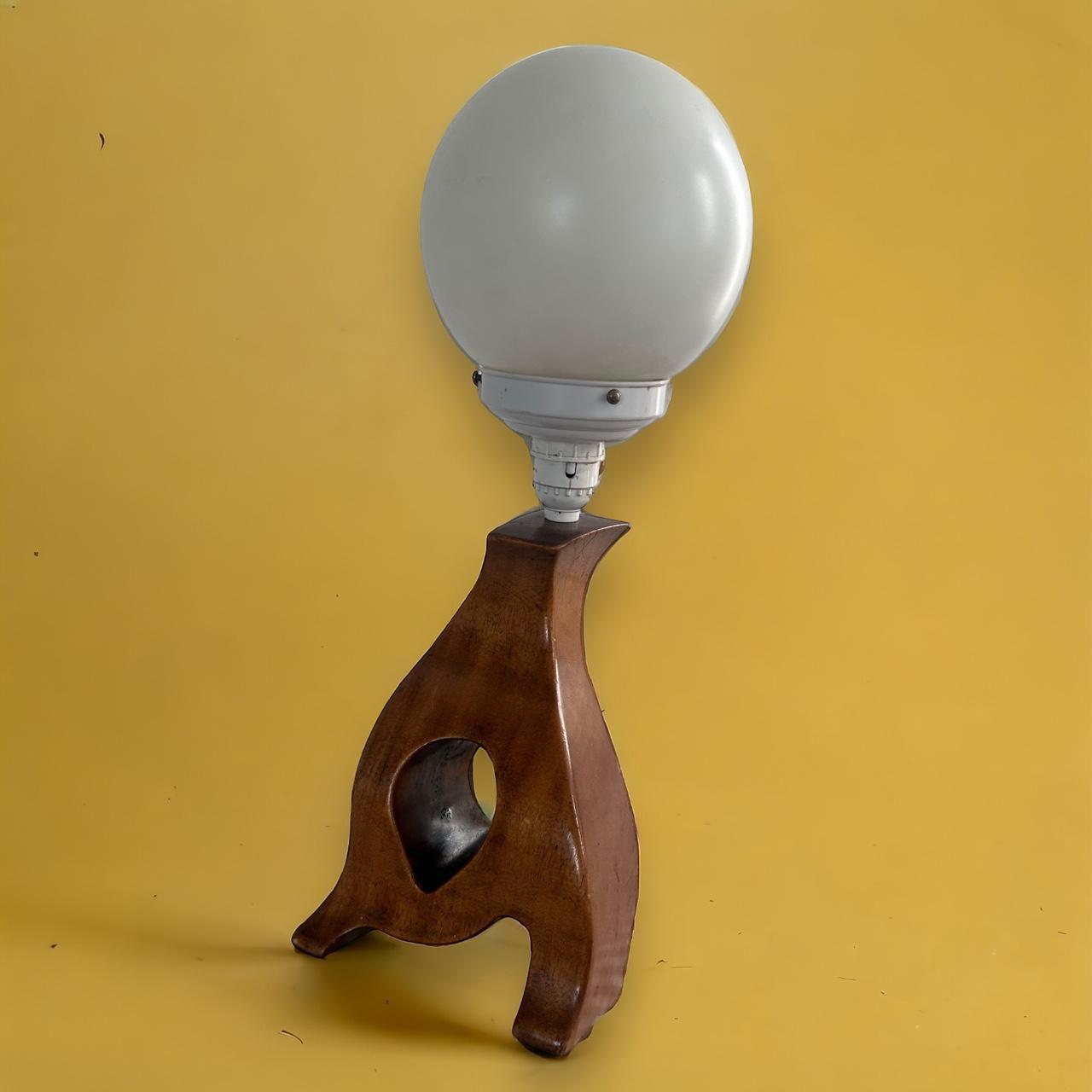 Mid Century Teak Wood Abstract Lamp