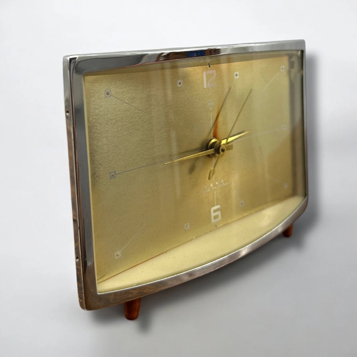Mid Century Chinese Brass Table Clock