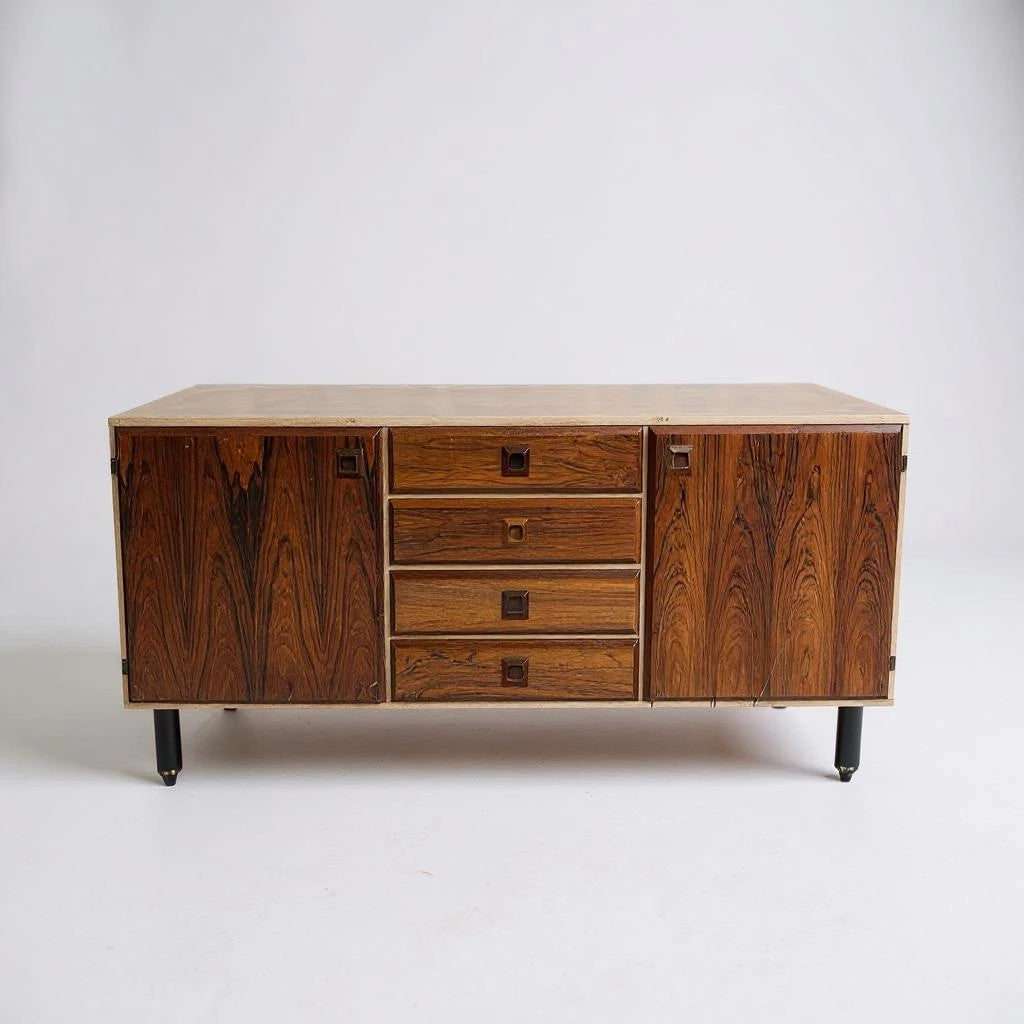Mid Century Modern Space Age and Rosewood Norwegian Small Sideboard Credenza Cabinet