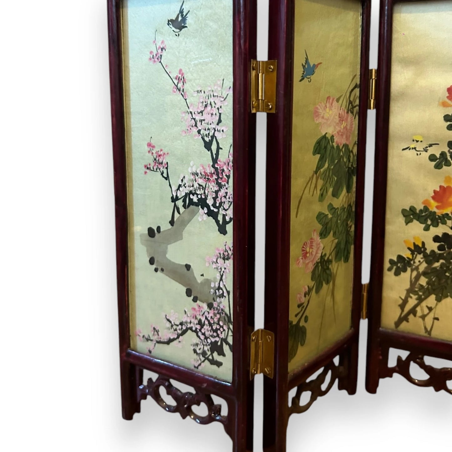 Vintage 1950s Chinese landscape mini screen divider