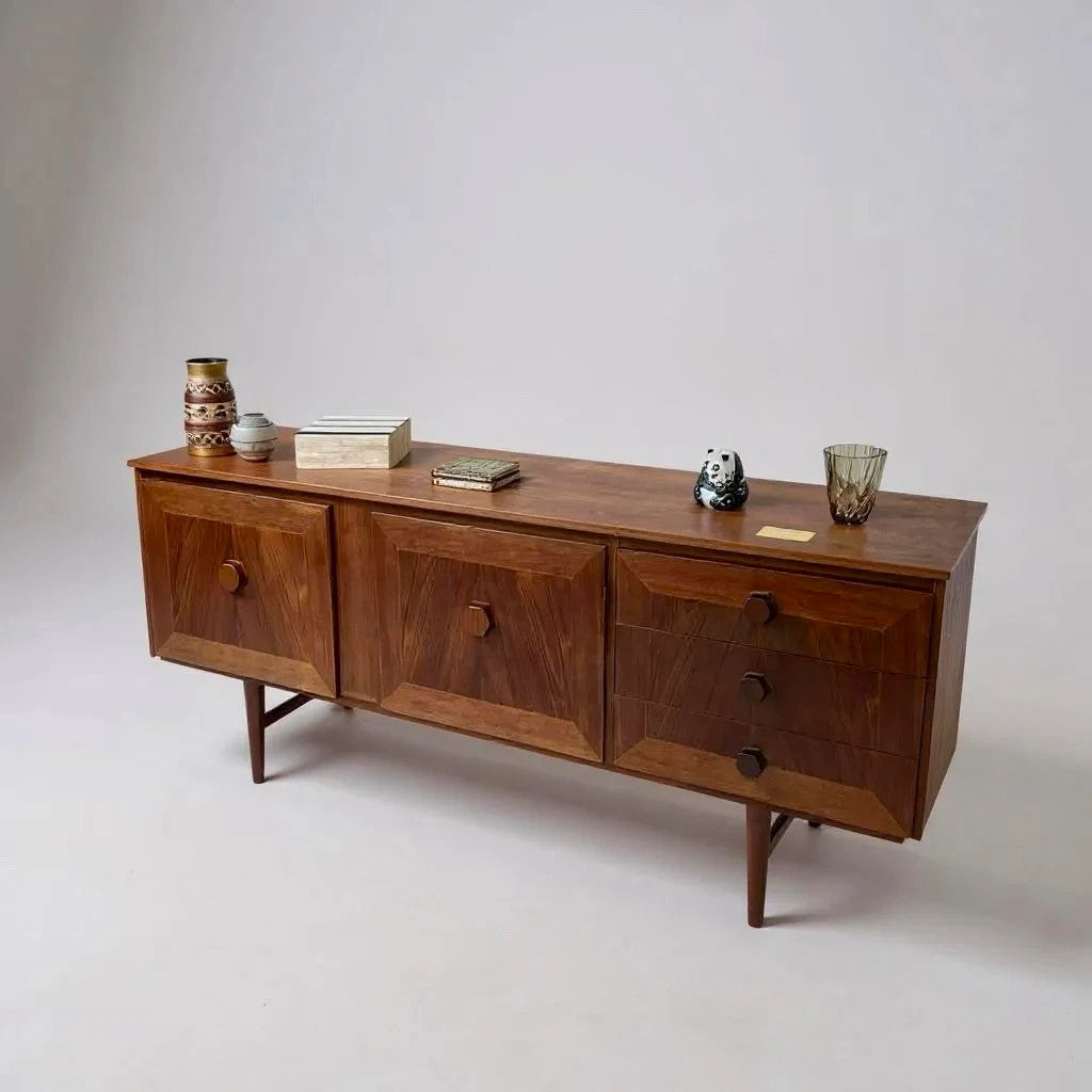 Mid Century Modern Danish Handmade Teak Wood Sideboard Buffet
