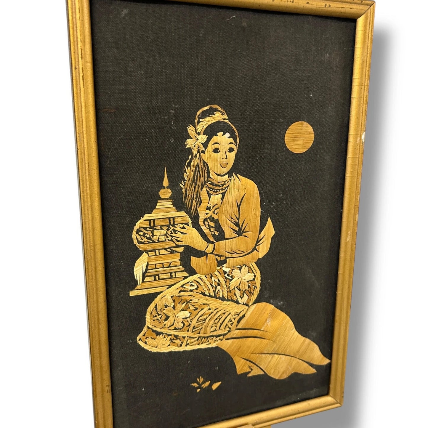 Mid Century Indian Wood Marquetry Picture Frame