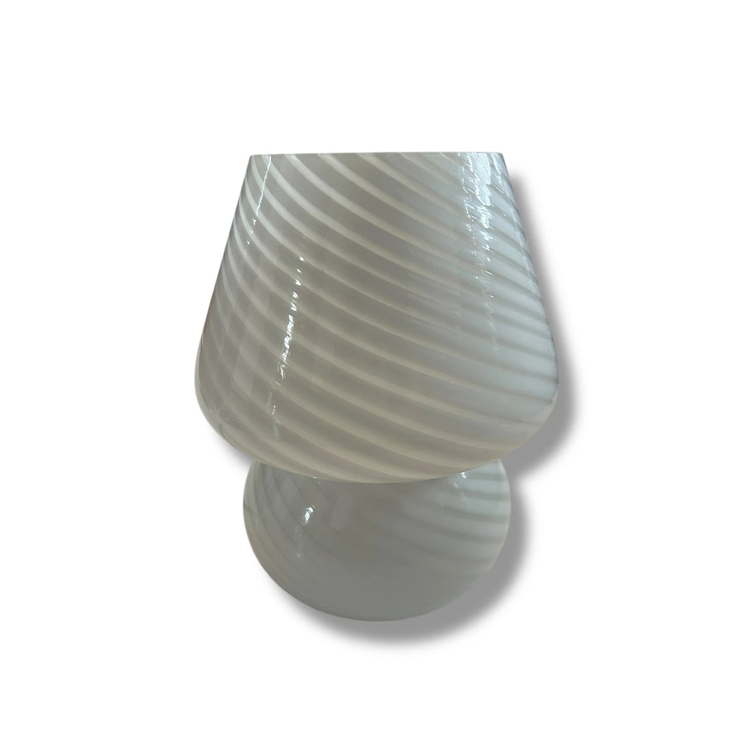 Mid Century Modern Murano Swirl White Mushroom Glass Table Lamp