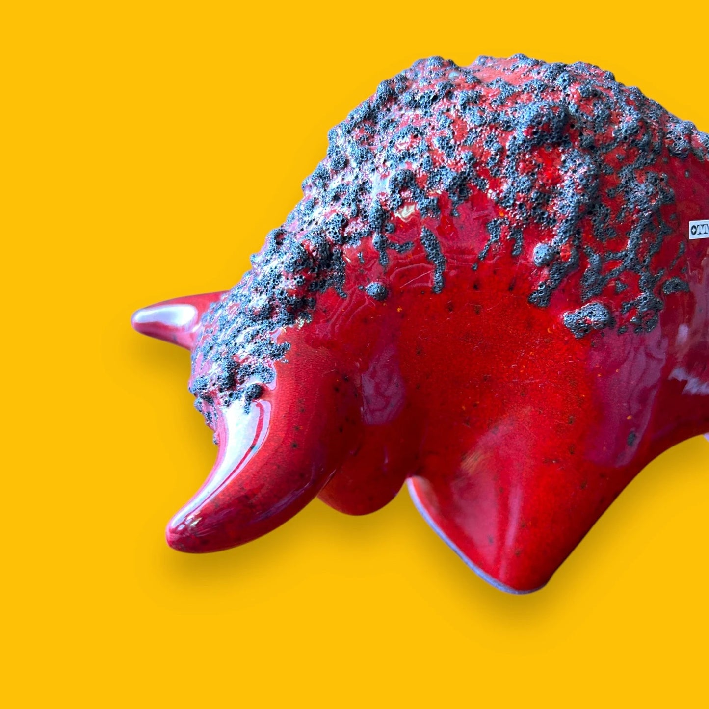 Mid Century Otto Keramik West German Lava Bull Sculpture
