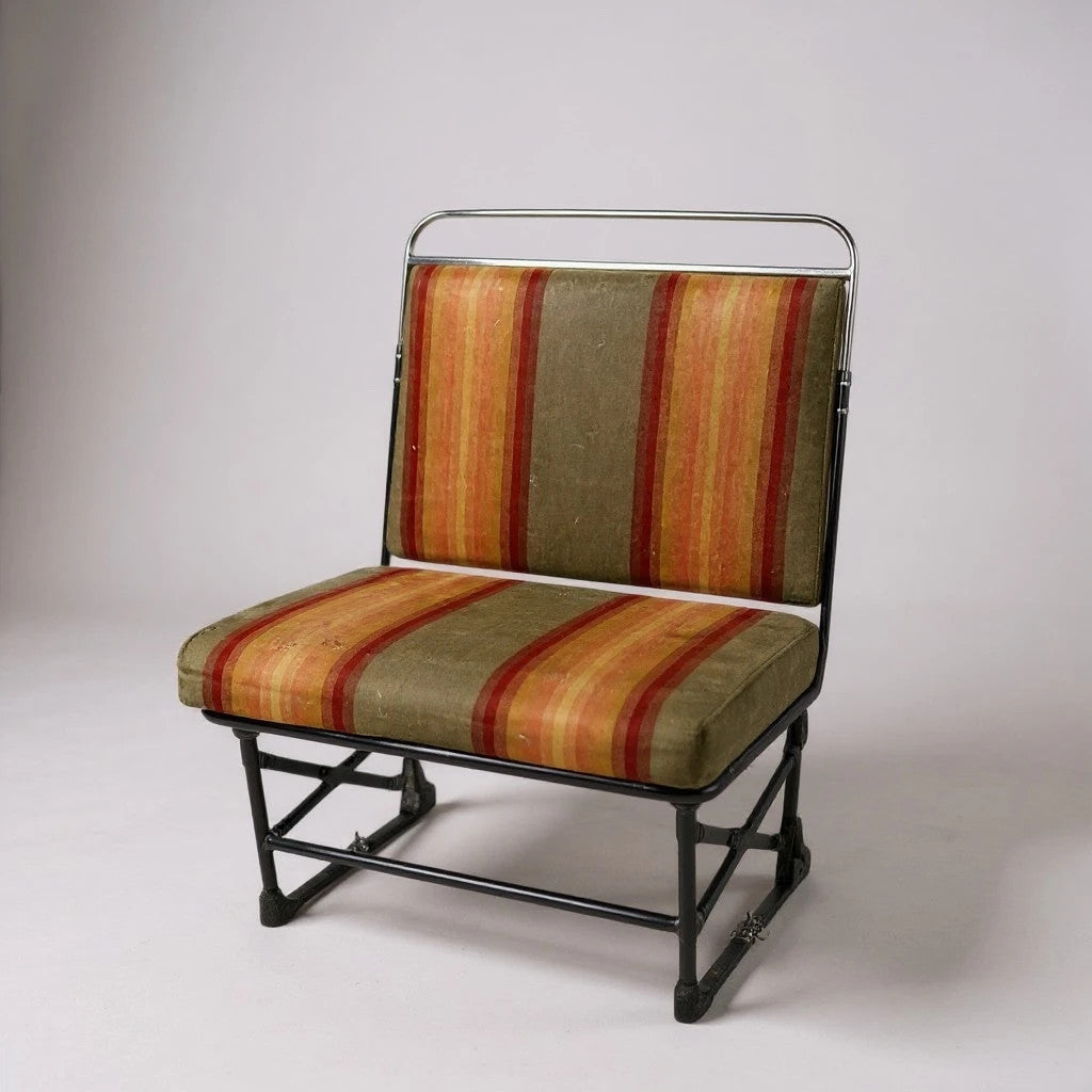 Vintage Bus Seat – Industrial Retro Two-Seater Bench with Striped Upholstery