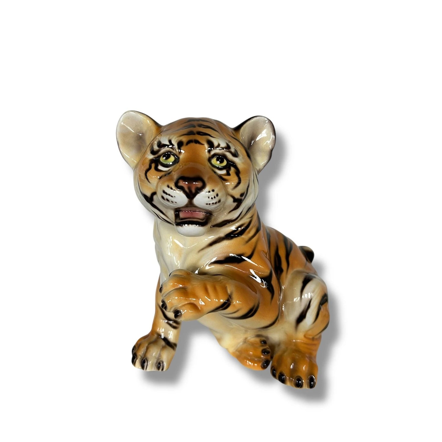 Vintage Italian Ceramic Leopard Cub Figurine – Mid-Century Animal Sculpture, Made in Italy