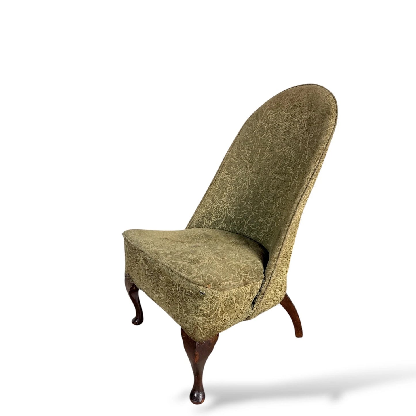 Vintage Green Cocktail Chair with Cabriole Legs – Mid Century Accent Lounge Chair