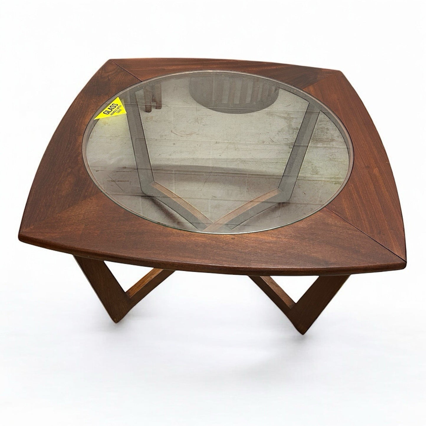 Mid Century Modern Danish Rosewood And Glass Coffee Table