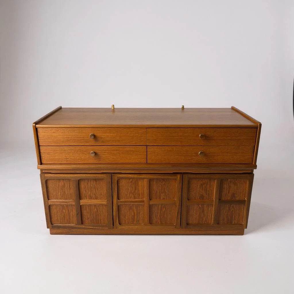 Mid Century Nathan Teak & Oak Brutalist Sideboard