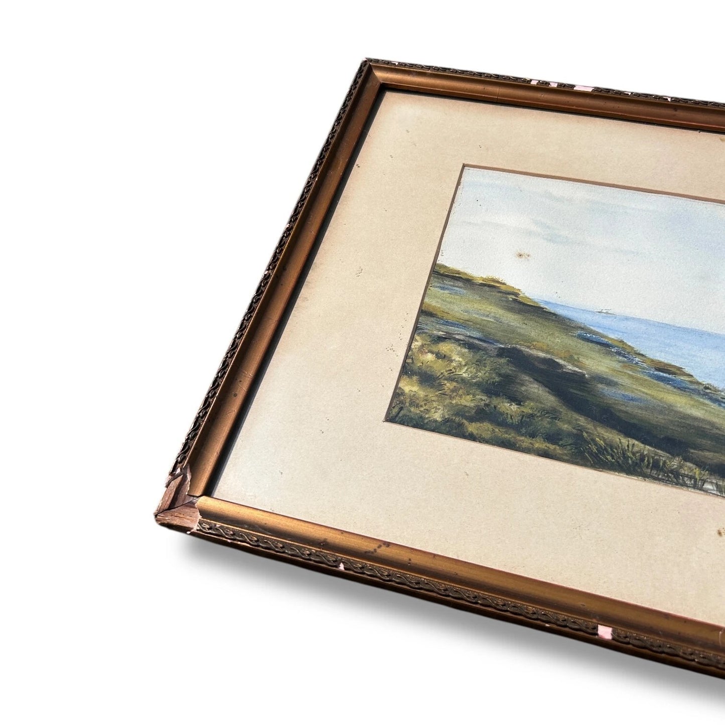 Mid Century Coastal Landscape Watercolour Painting