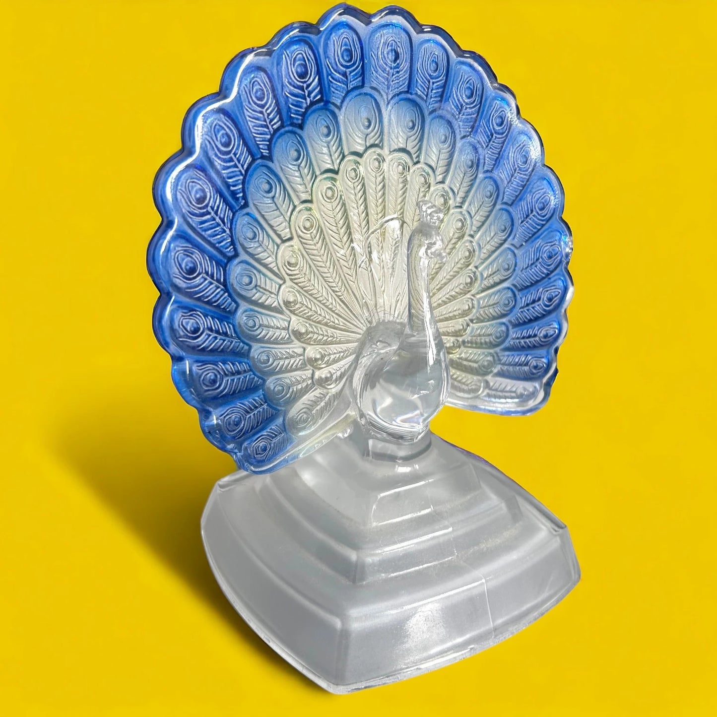 Vintage 1950s Glass Peacock Sculpture