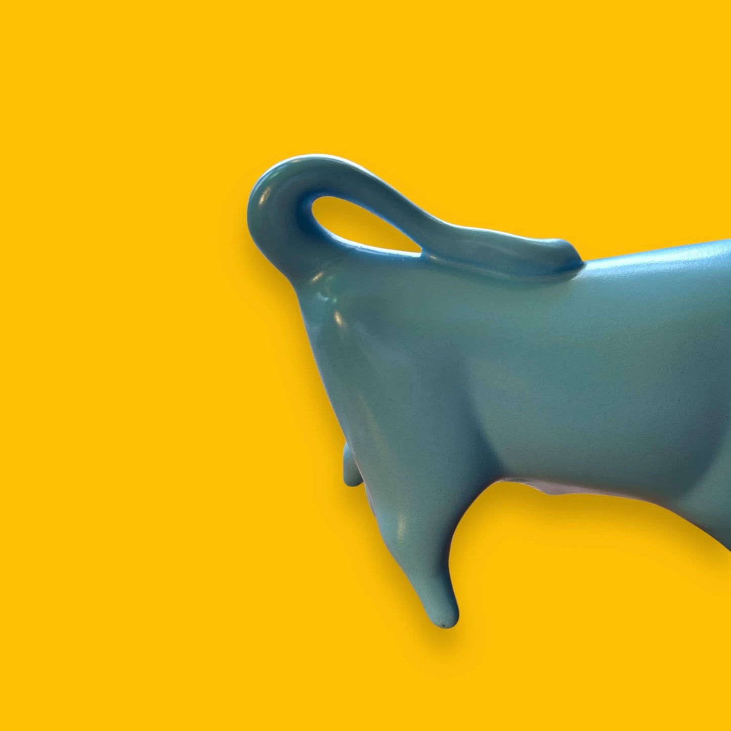 Mid Century Pale Blue Bull Sculpture