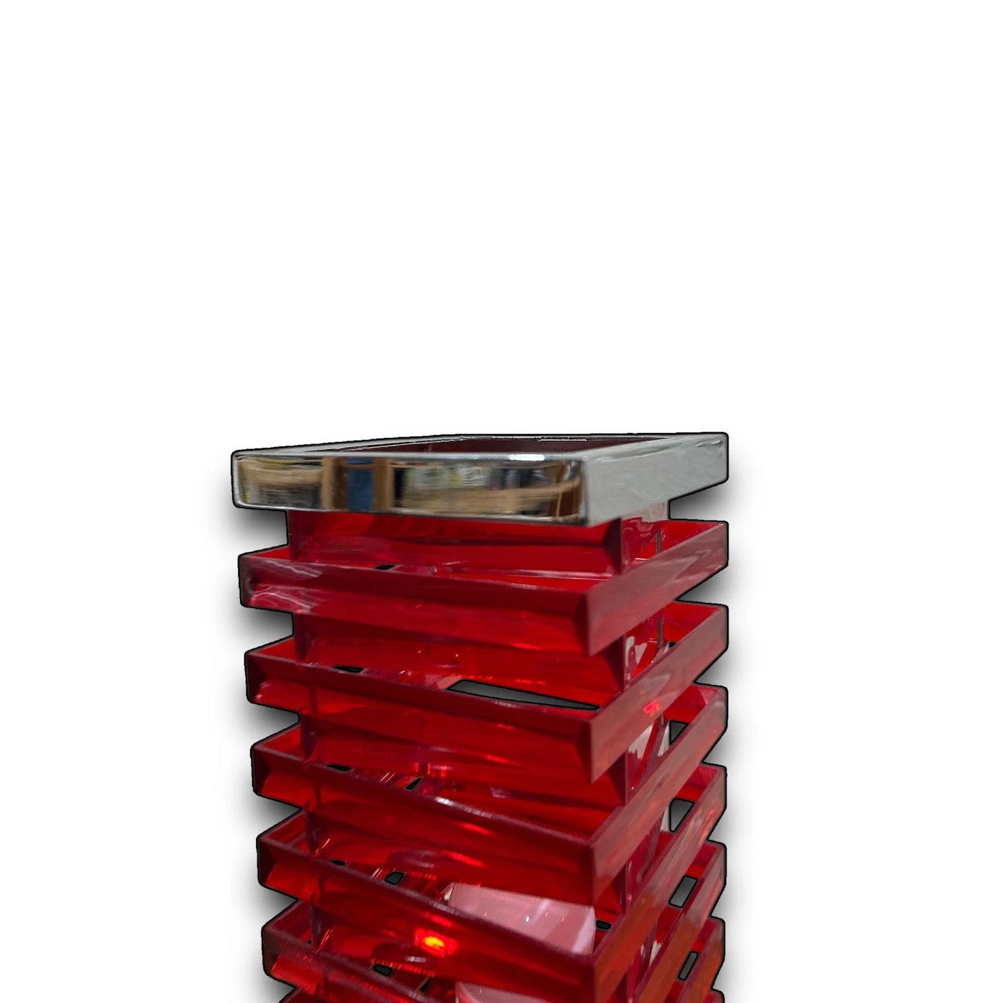 Mid Century Red Lucite and Chrome Table Lamp