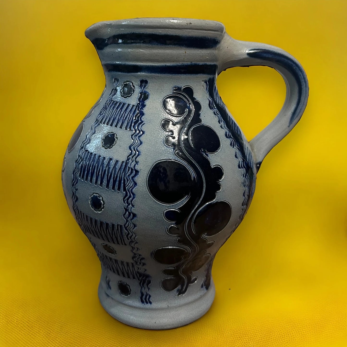 Mid Century West German Blue and White Pitcher Jug