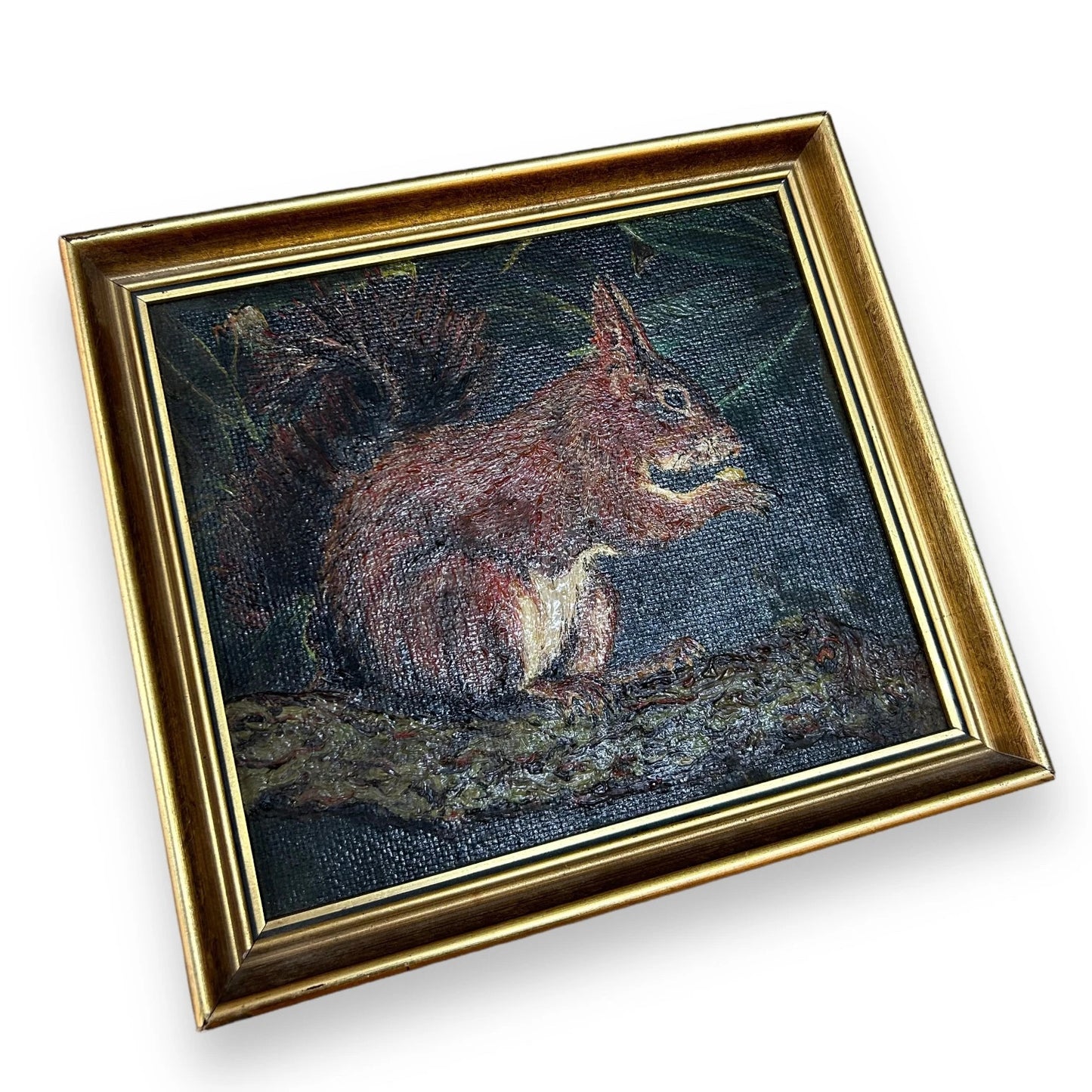 Vintage 1980s Squirrel Oil Painting