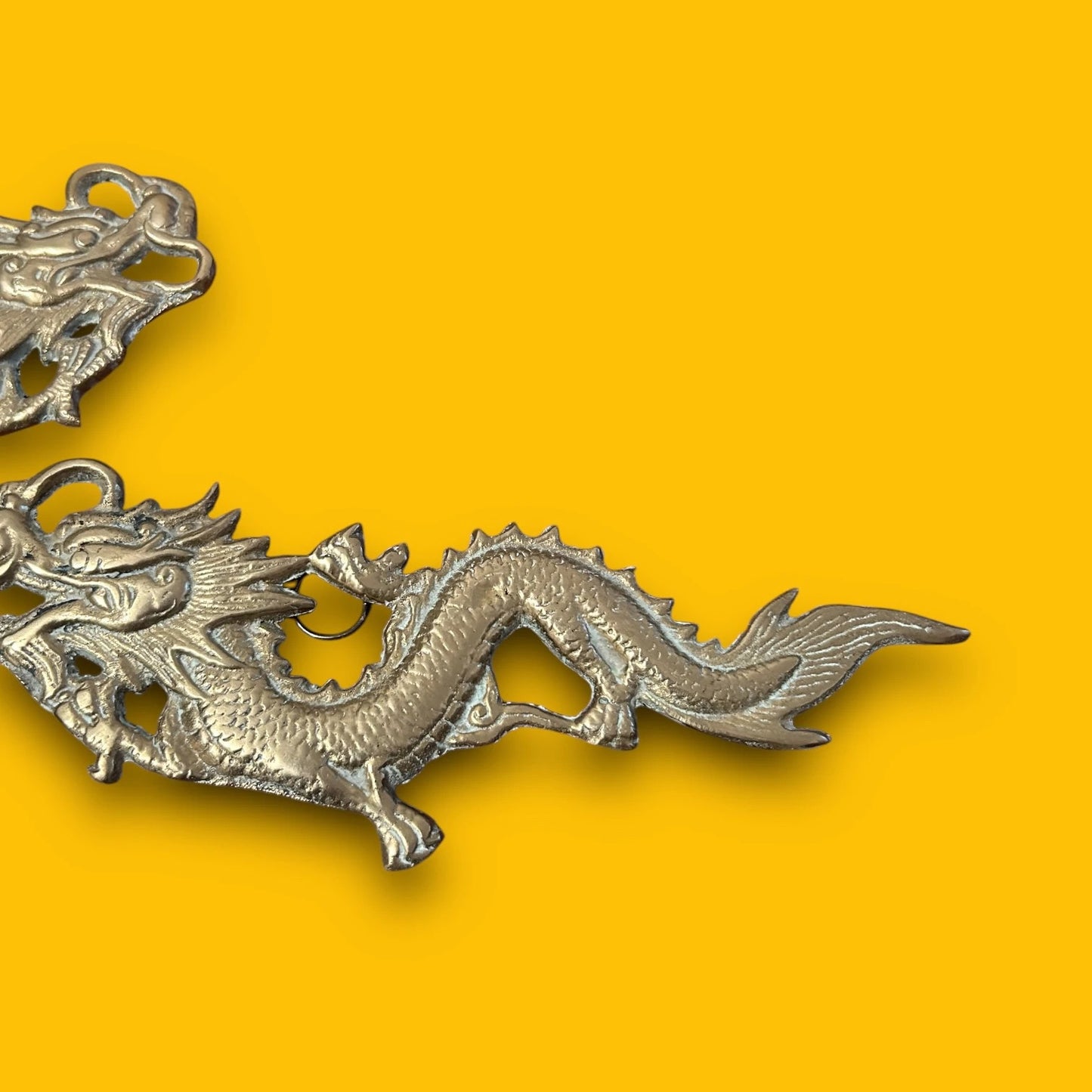 Vintage 1960s Chinese Brass Dragon Wall Hangings