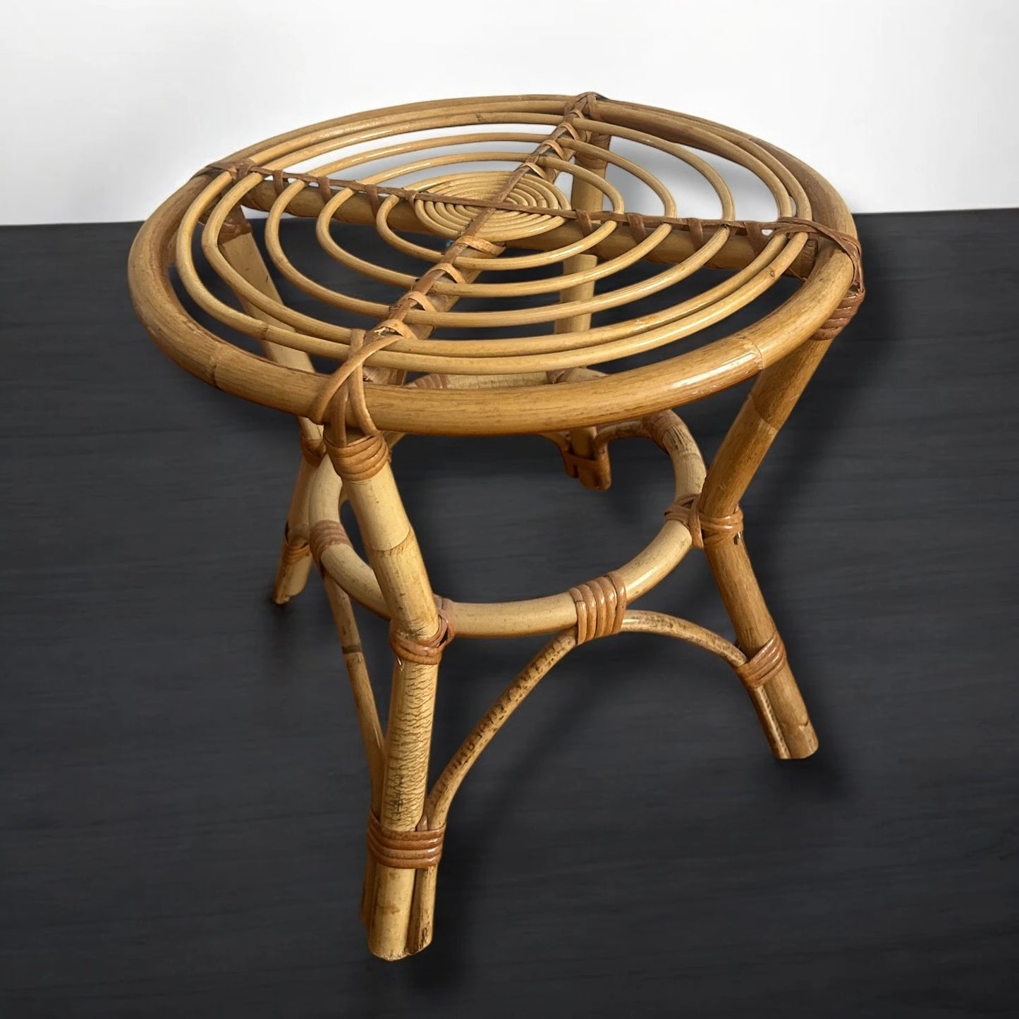 Mid Century Wicker Round Stool