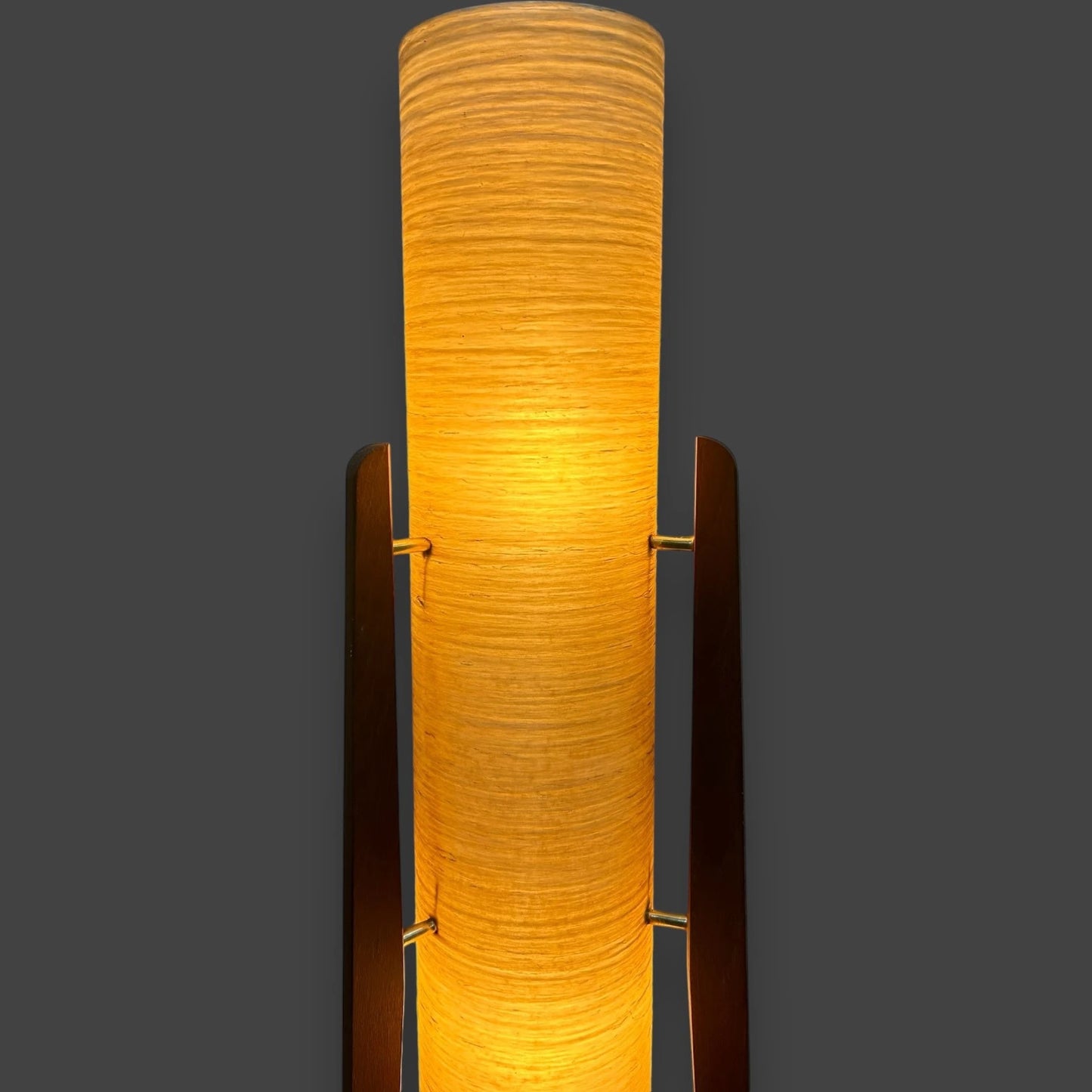 Mid Century Orange Fibreglass & Teak Rocket Floor Lamp